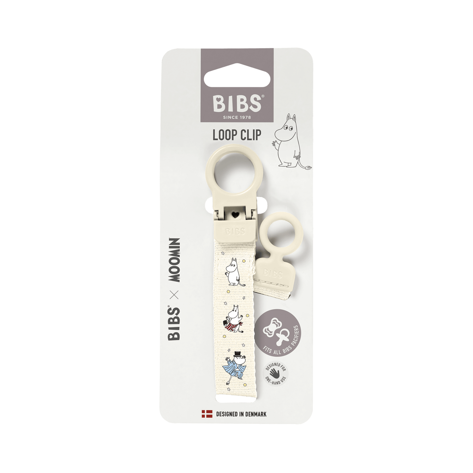 BIBS x Moomins Pacifier Clip Loop Ivory
