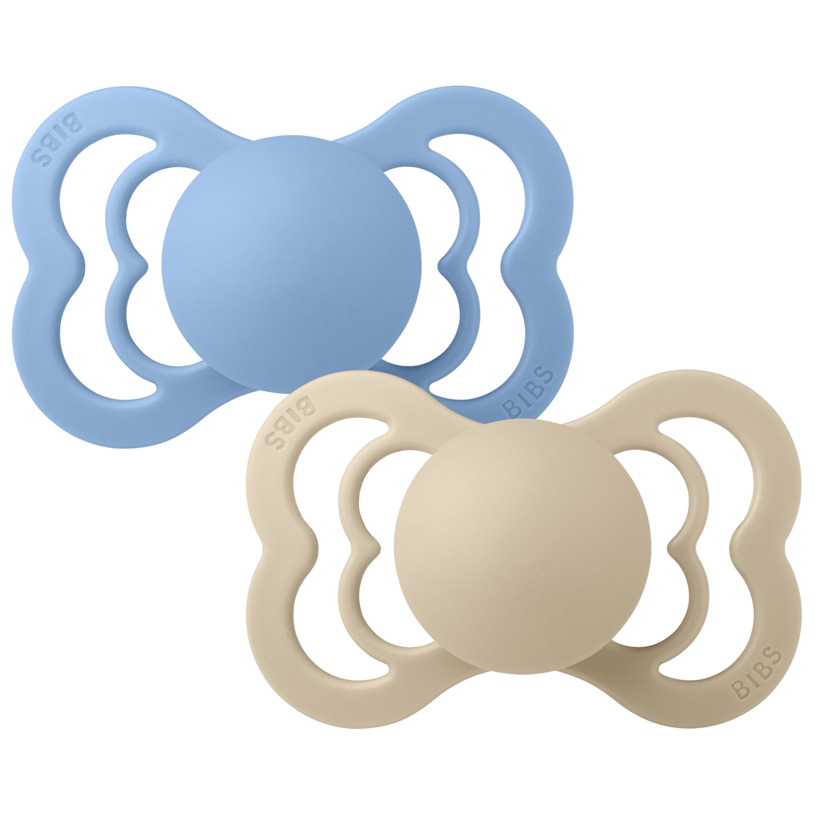 BIBS Pacifier Supreme Silicone Size 2 Vanilla/Sky Blue 2 st