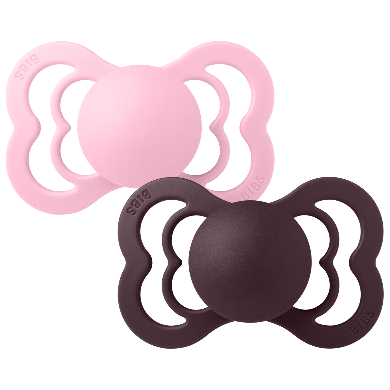 BIBS Pacifier Supreme Silicone Size 2 Baby Pink/Plum 2 st