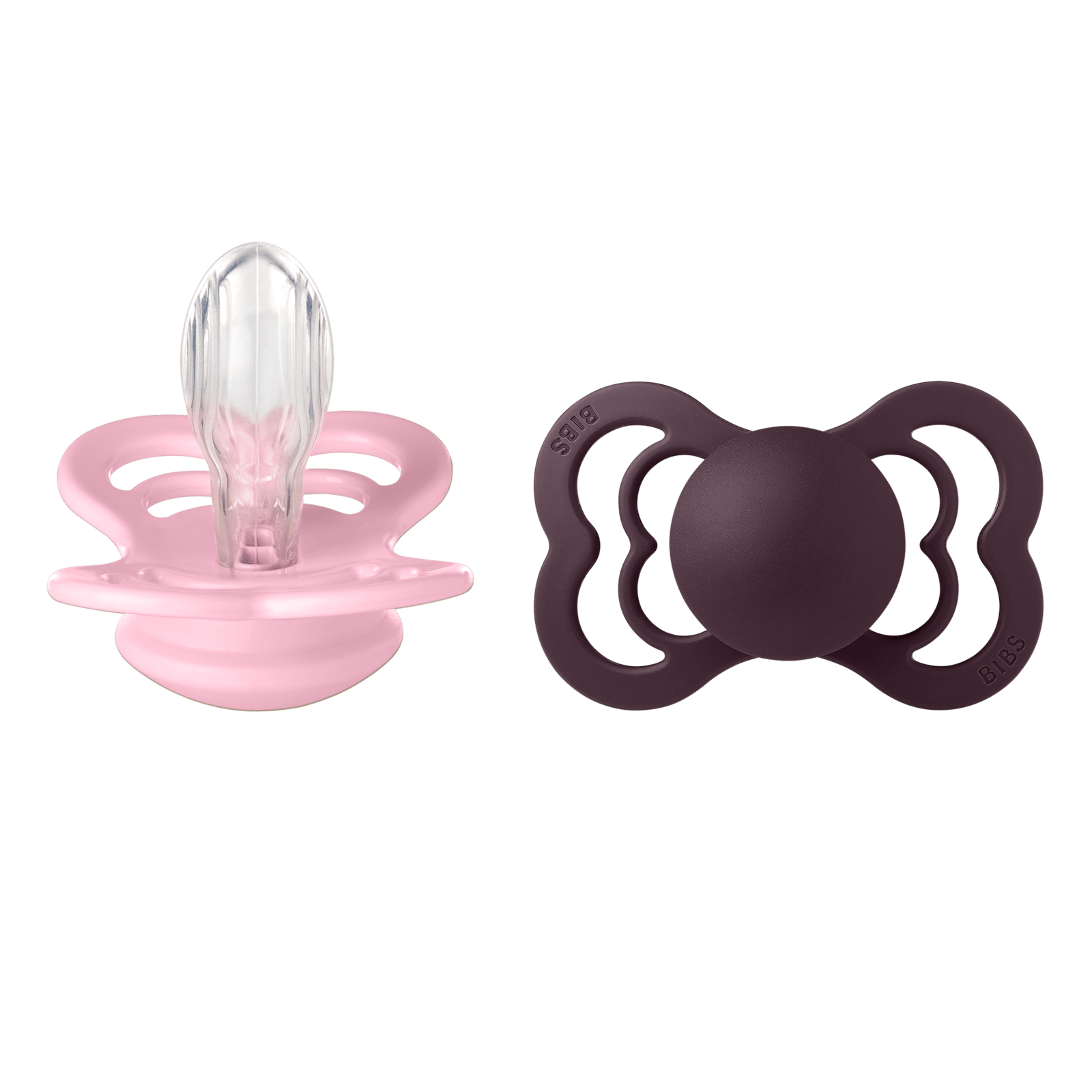 BIBS Pacifier Supreme Silicone Size 2 Baby Pink/Plum 2 st