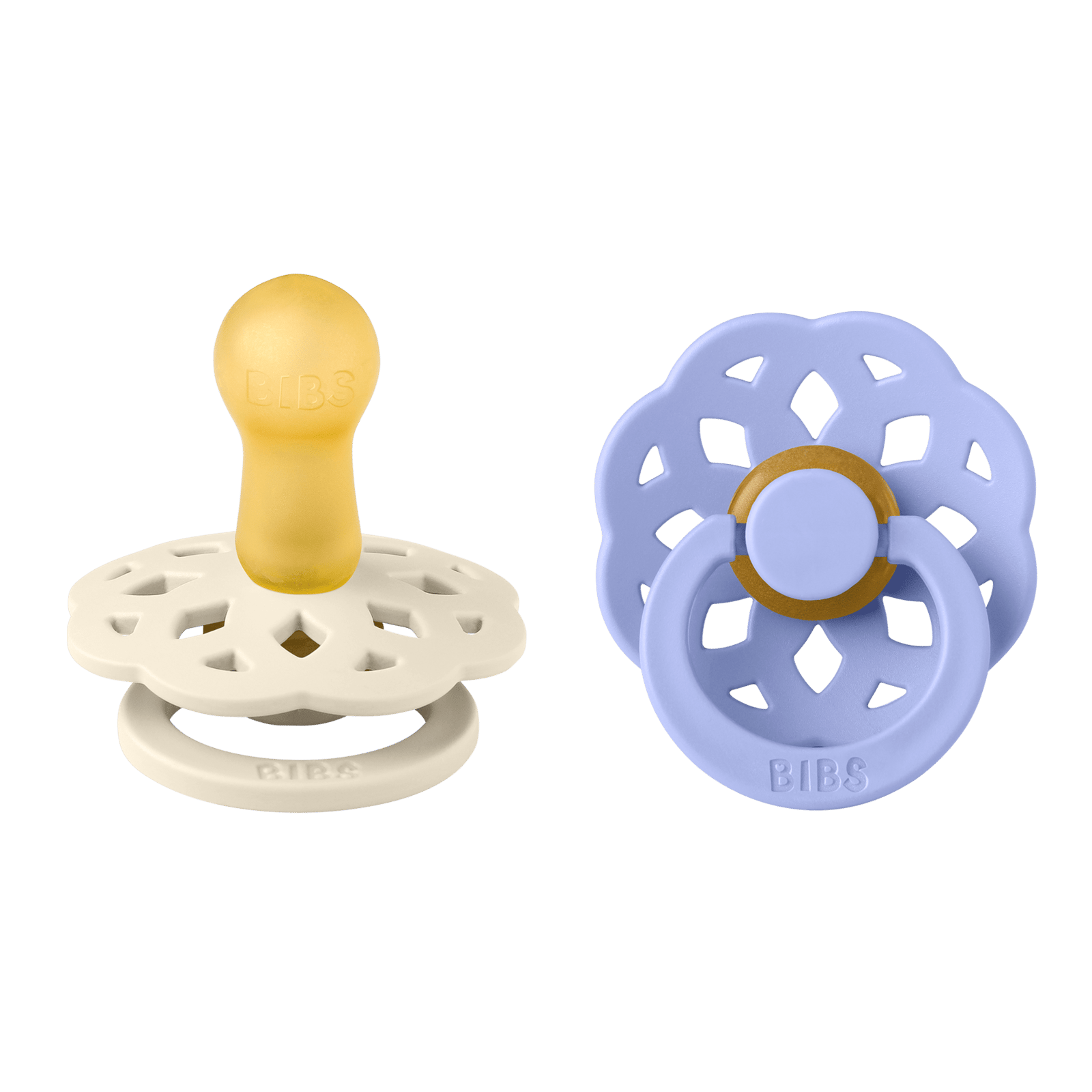 BIBS Pacifier Boheme Latex 6+ månader Size 2 Ivory/Hush 2 st