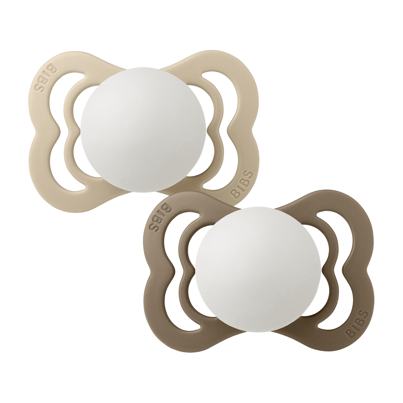 BIBS Pacifier Supreme Silicone Size 1 Vanilla Glow/Dark Oak Glow 2 st