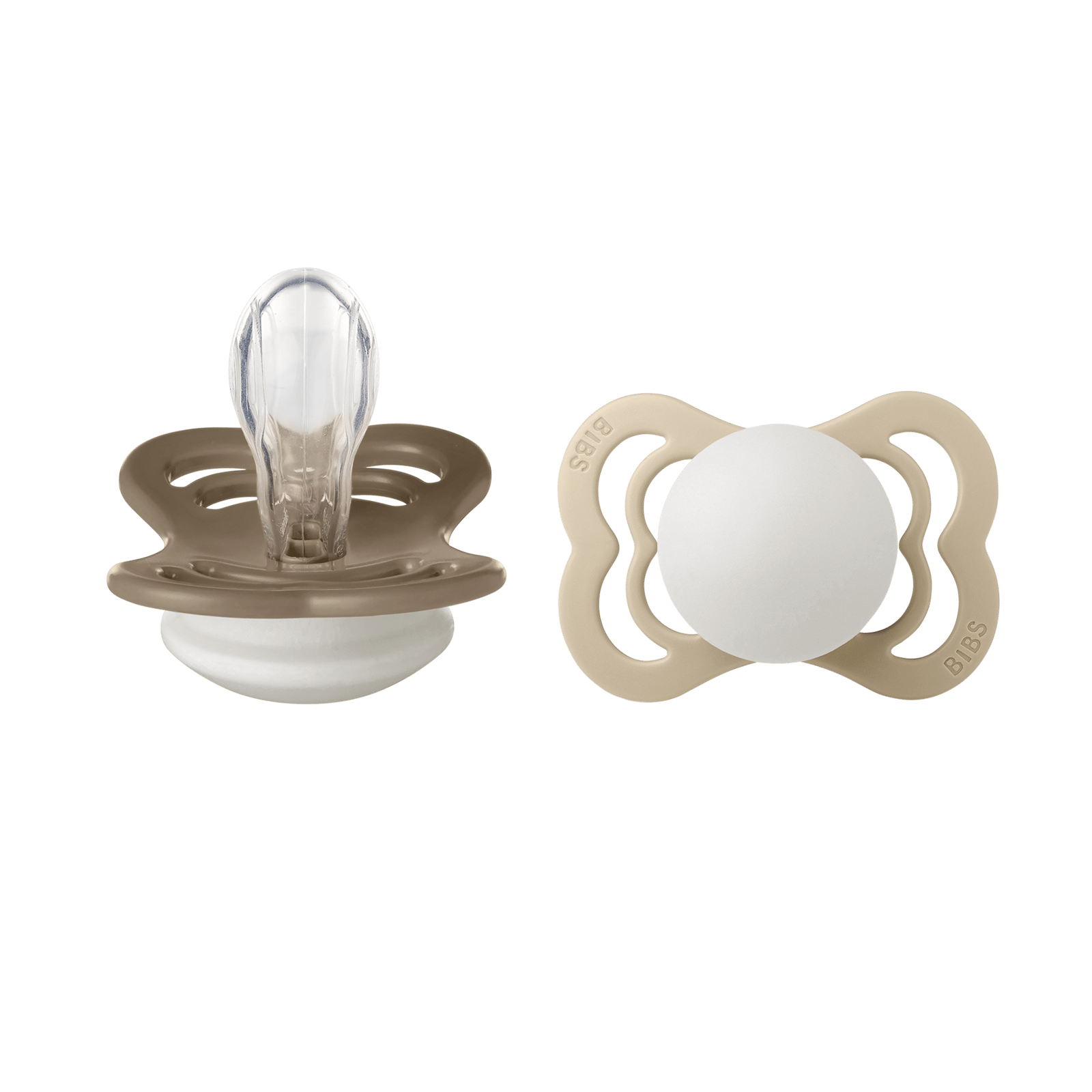 BIBS Pacifier Supreme Silicone Size 1 Vanilla Glow/Dark Oak Glow 2 st
