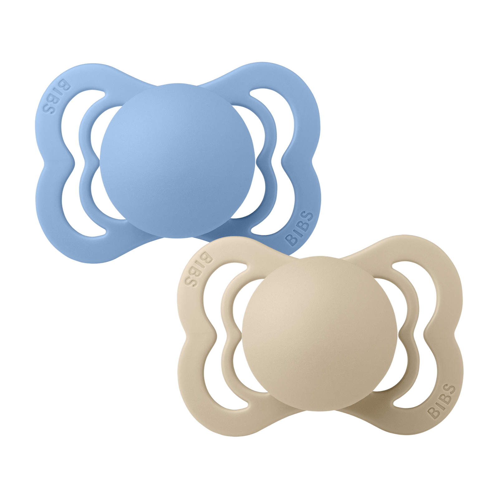 BIBS Pacifier Supreme Silicone Size 1 Vanilla/Sky Blue 2 st