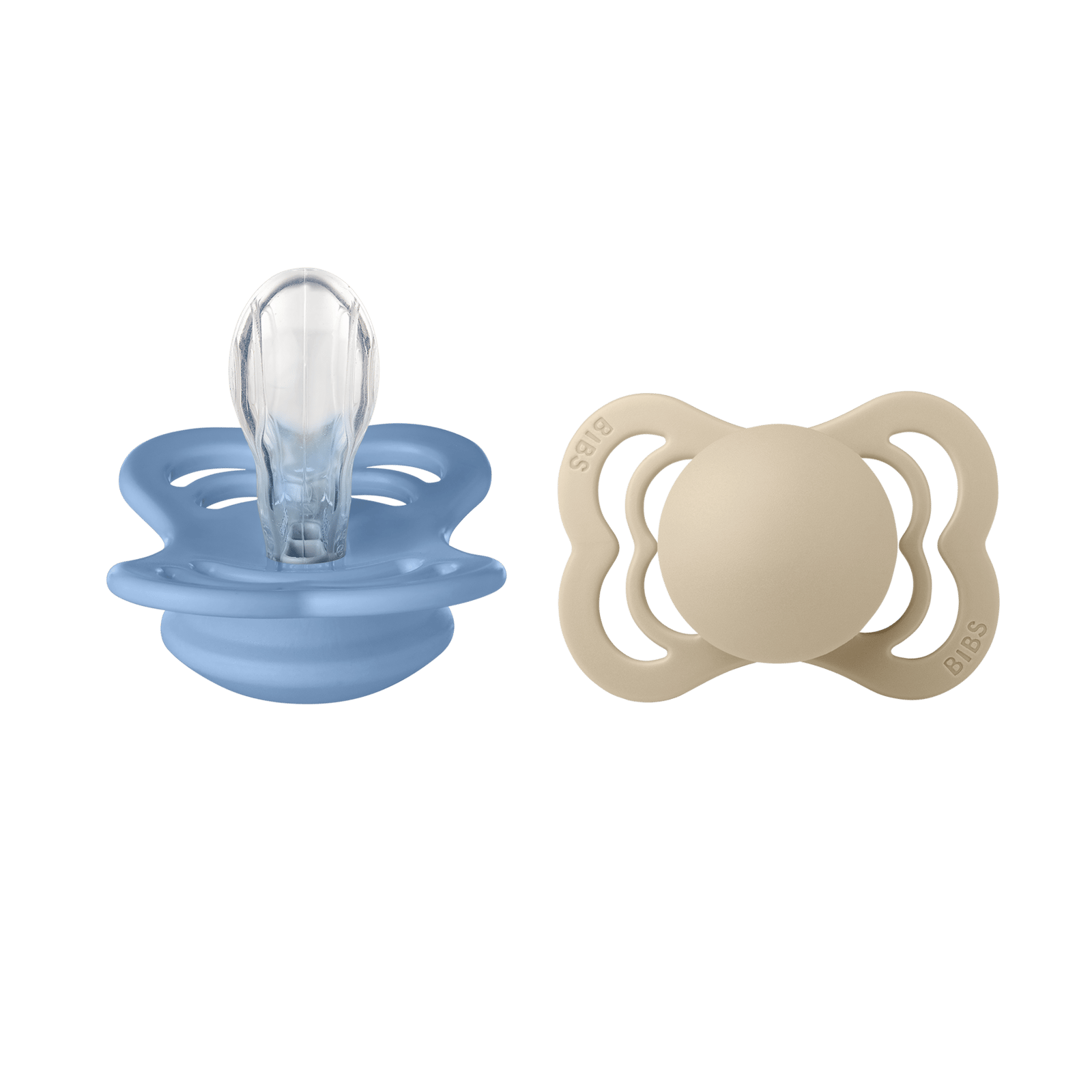 BIBS Pacifier Supreme Silicone Size 1 Vanilla/Sky Blue 2 st
