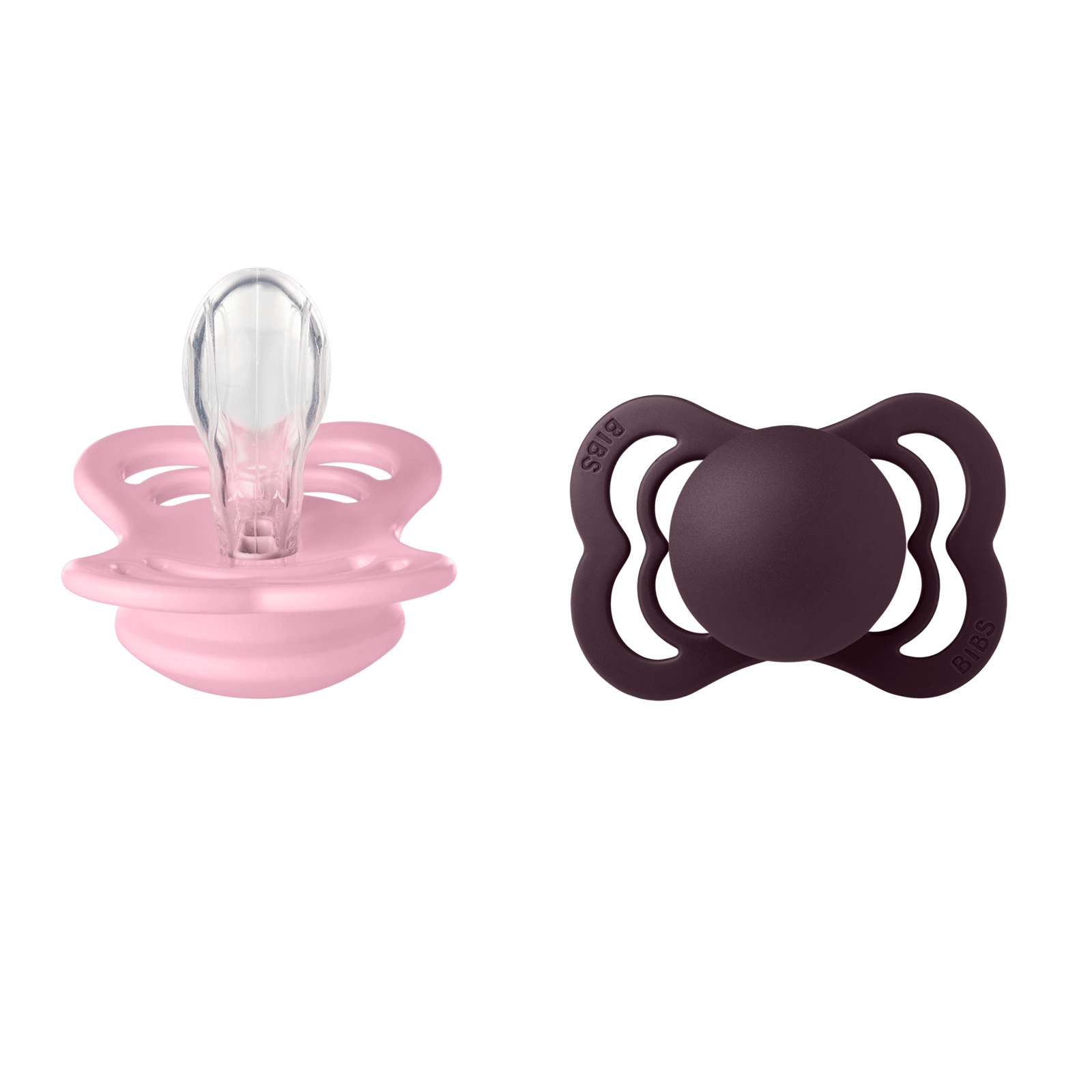 BIBS Pacifier Supreme Silicone Size 1 Baby Pink/Plum 2 st