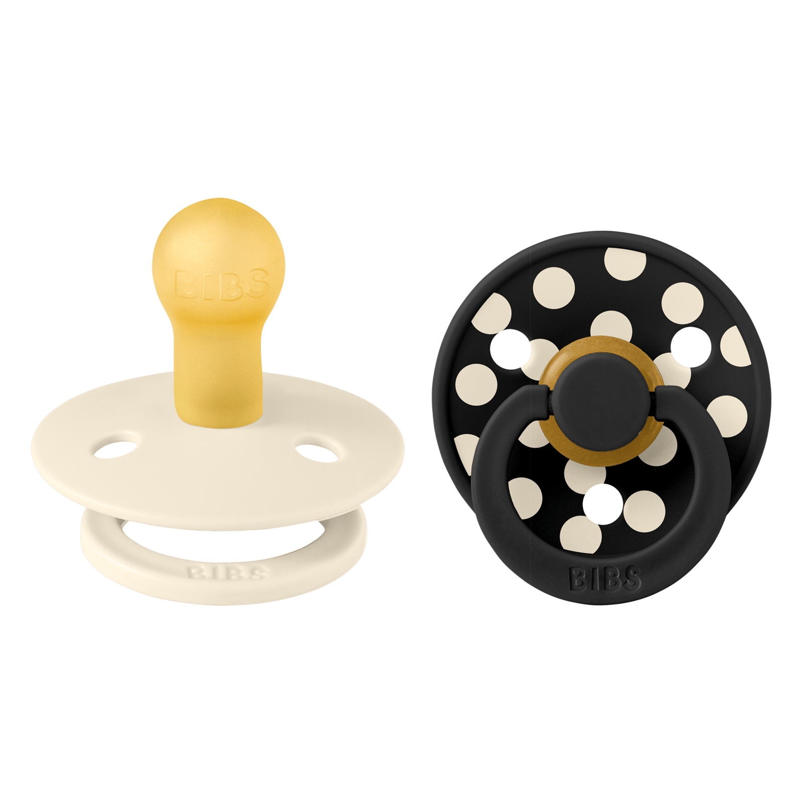 BIBS Pacifier Studio Colour Polka Latex Size 1 Ivory/Black 2 st