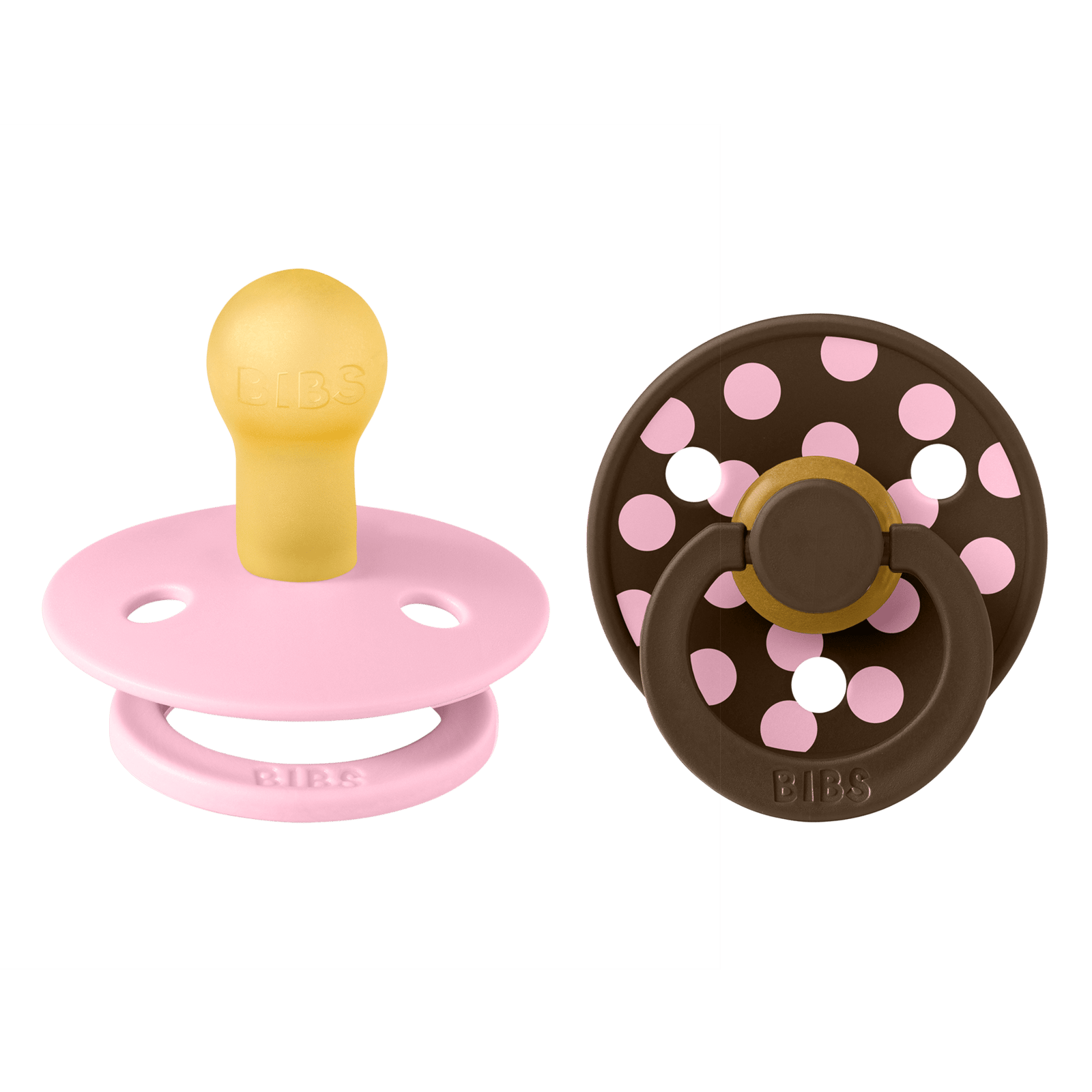 BIBS Pacifier Studio Colour Polka Latex Size 1 Baby Pink/Mocha 2 st