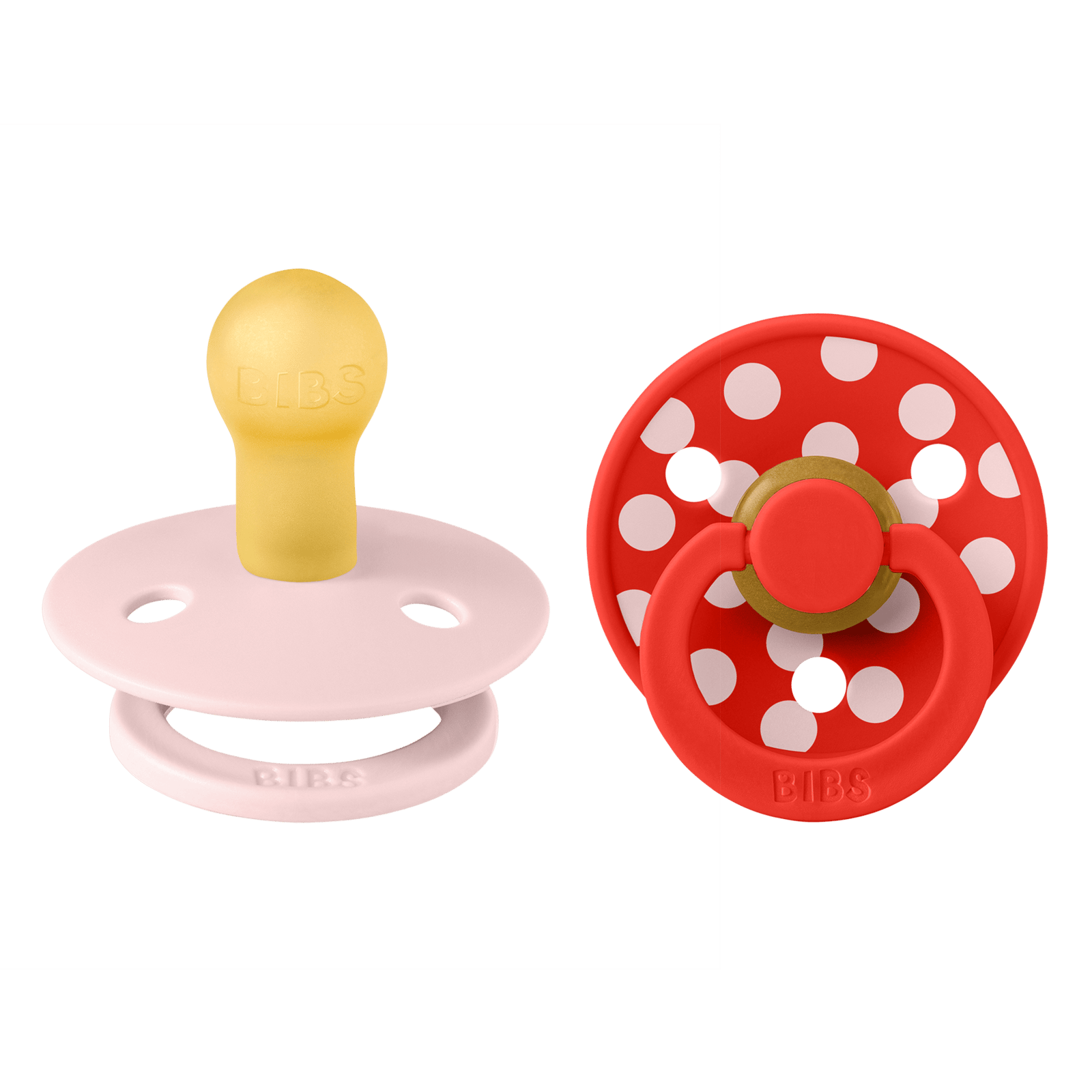 BIBS Pacifier Studio Colour Polka Latex Size 1 Blossom/Candy Apple 2 st