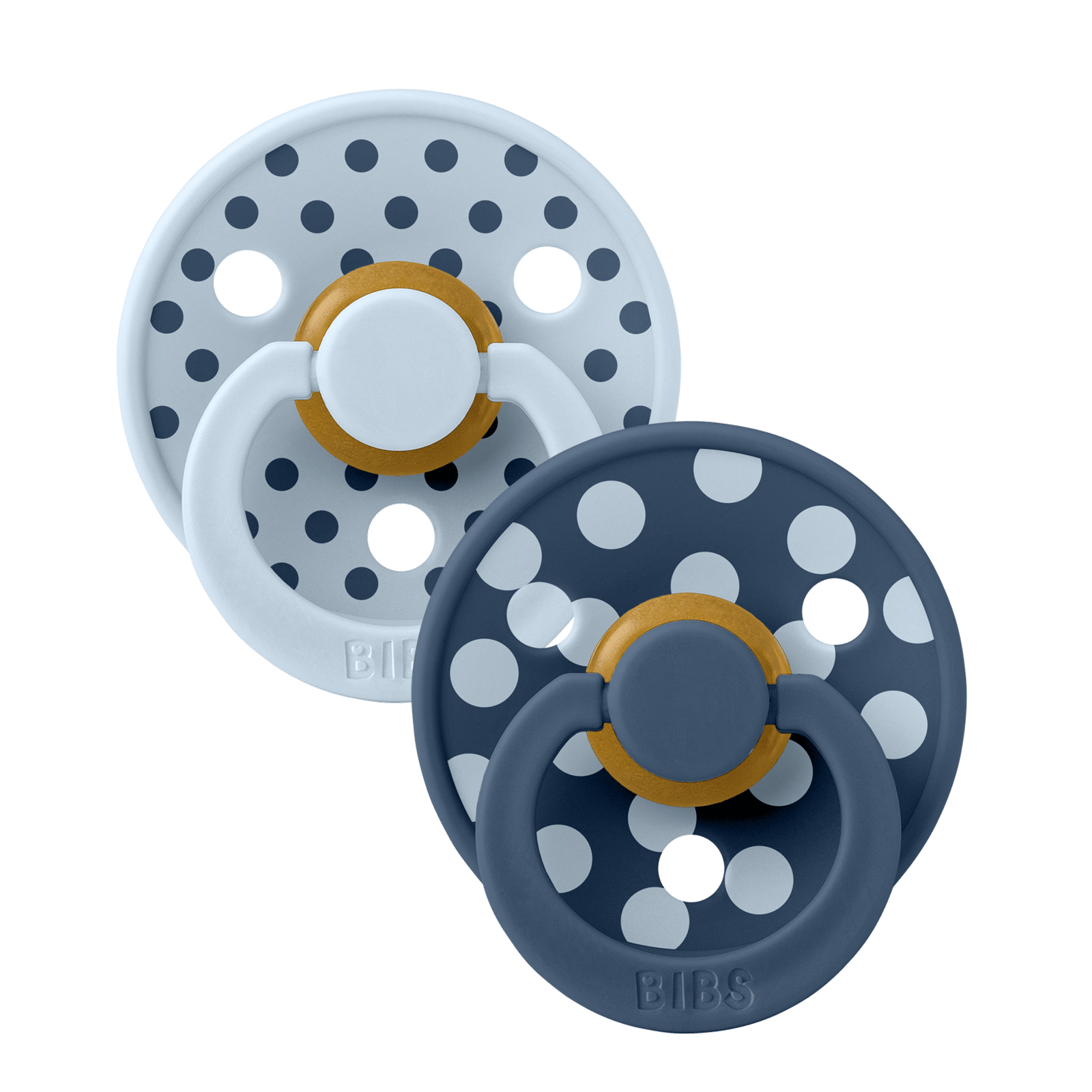 BIBS Pacifier Studio Colour Polka Latex Size 1 Baby Blue/Steel Blue 2 st