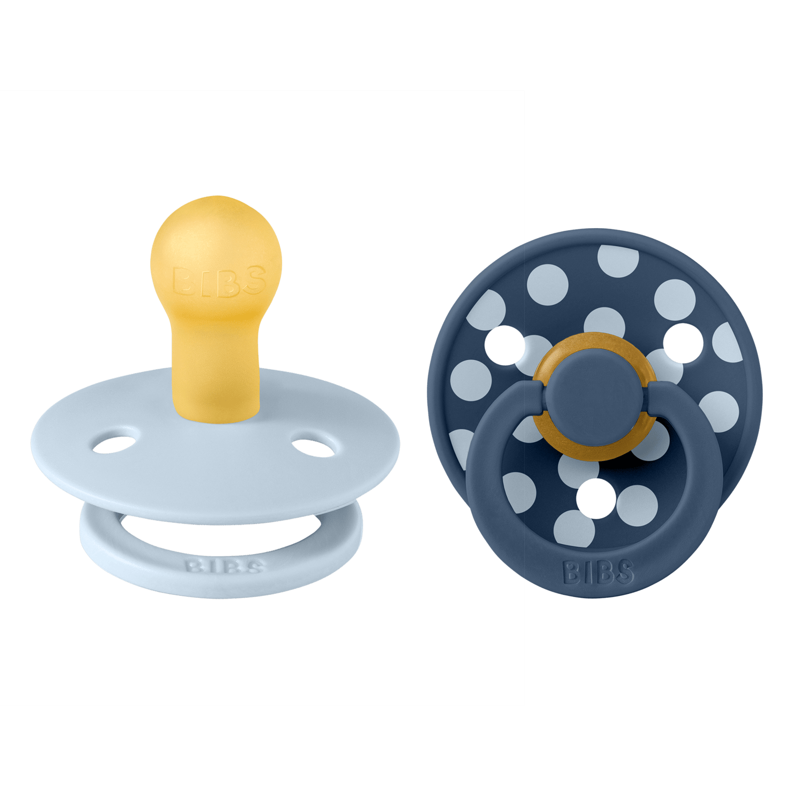 BIBS Pacifier Studio Colour Polka Latex Size 1 Baby Blue/Steel Blue 2 st