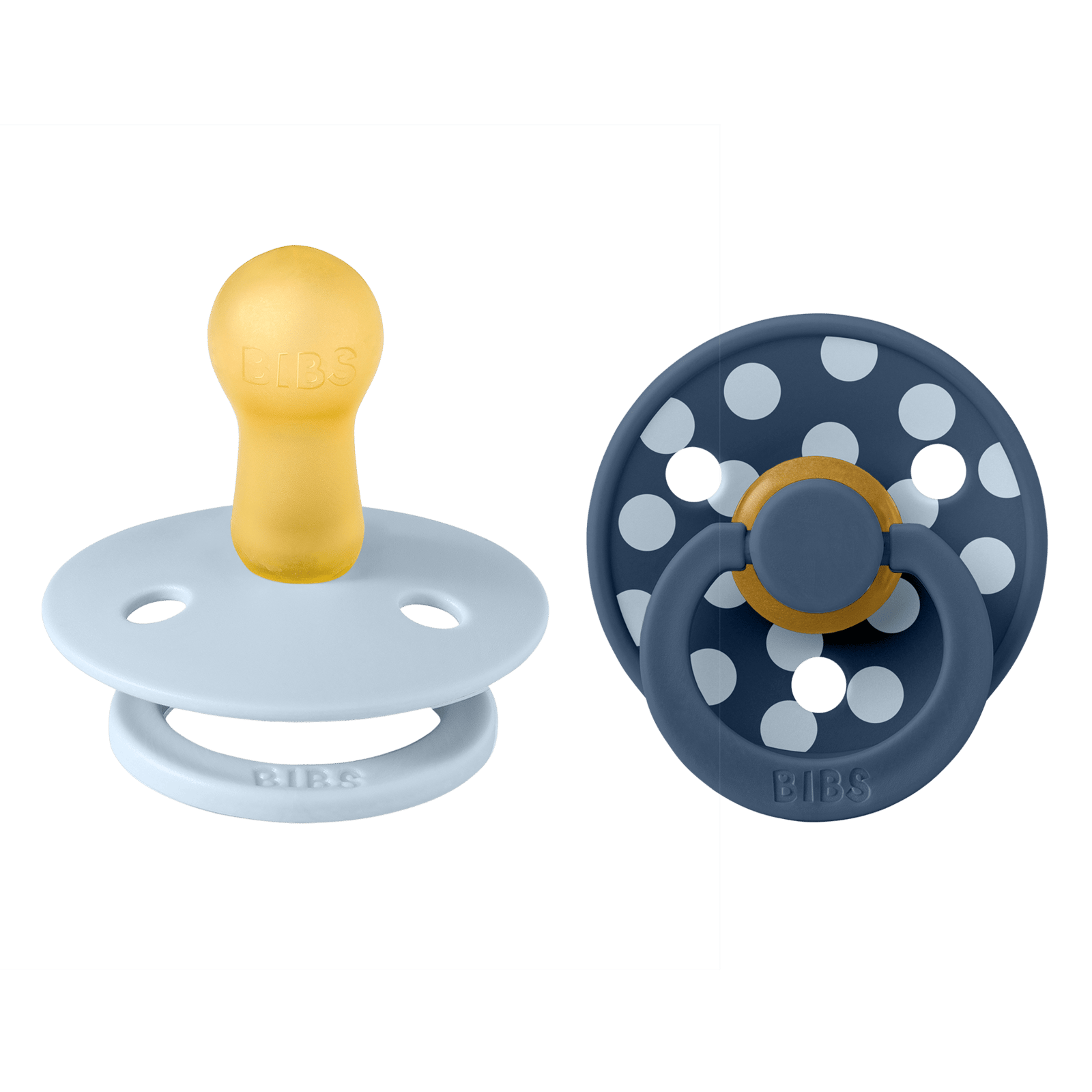 BIBS Pacifier Studio Colour Polka Latex Size 2 Baby Blue/Steel Blue 2 st
