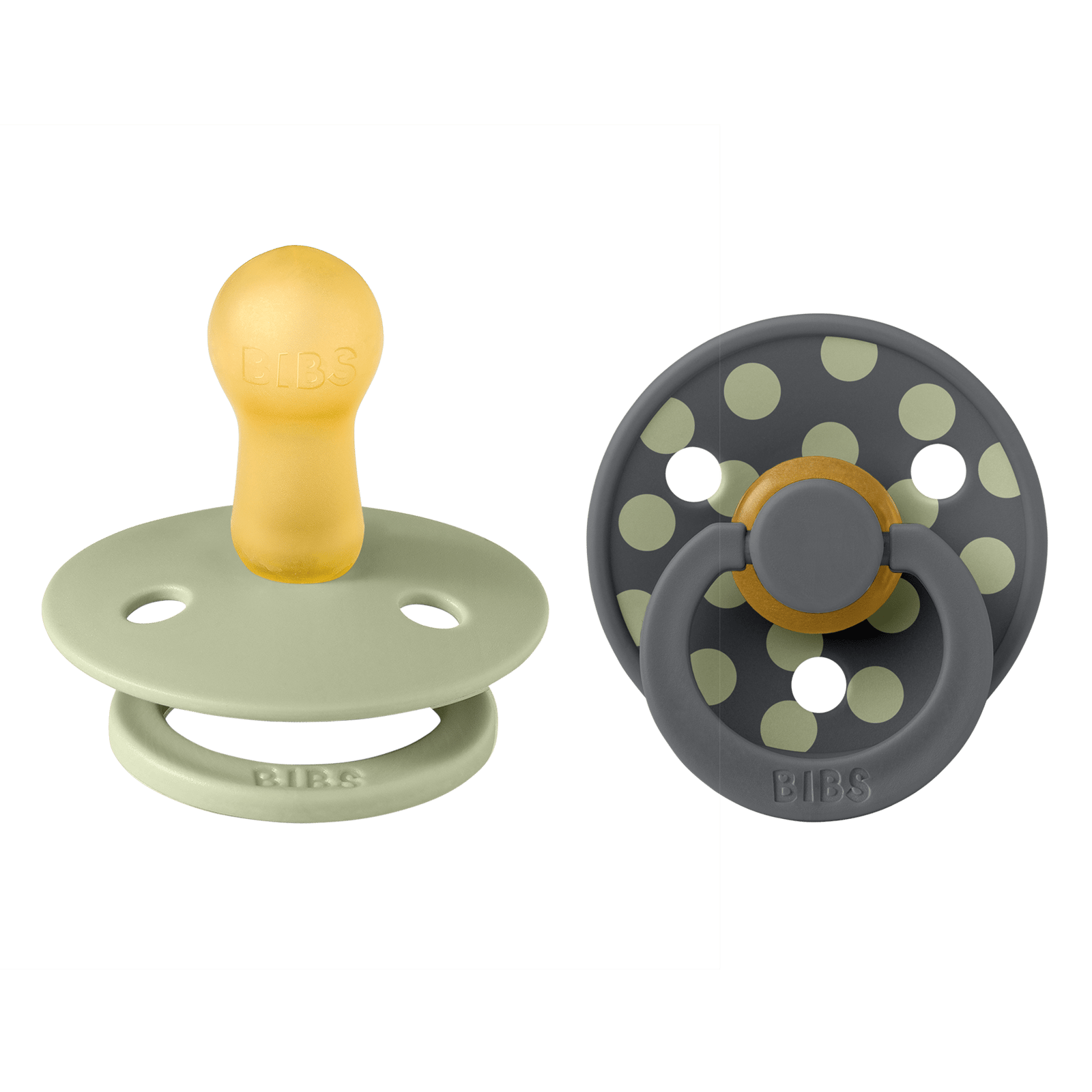 BIBS Pacifier Studio Colour Polka Latex Size 2 Sage/Iron 2 st