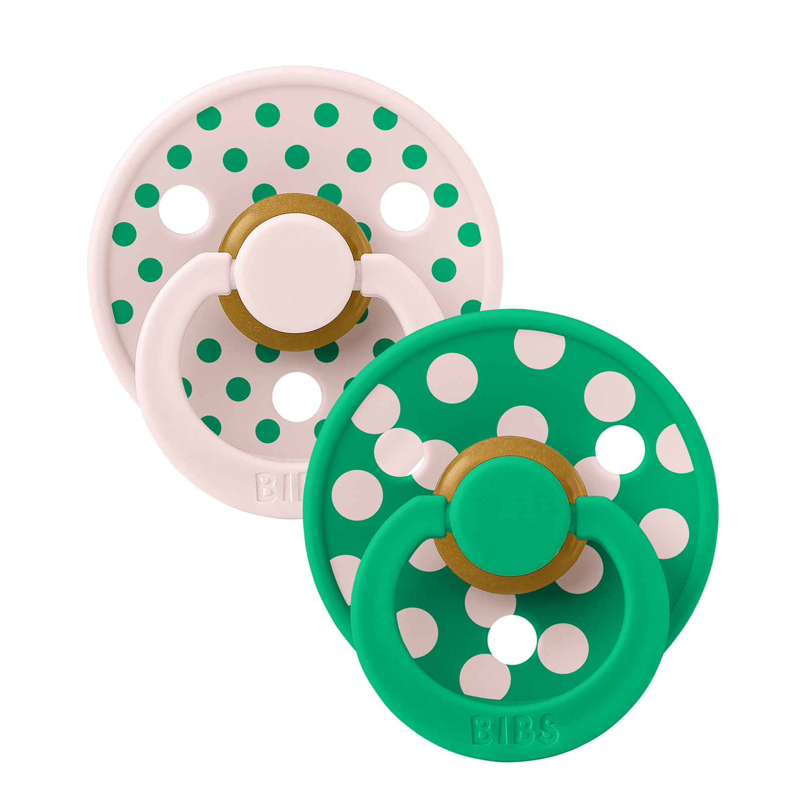 BIBS Pacifier Studio Colour Polka Latex Size 2 Petal/Cactus 2 st