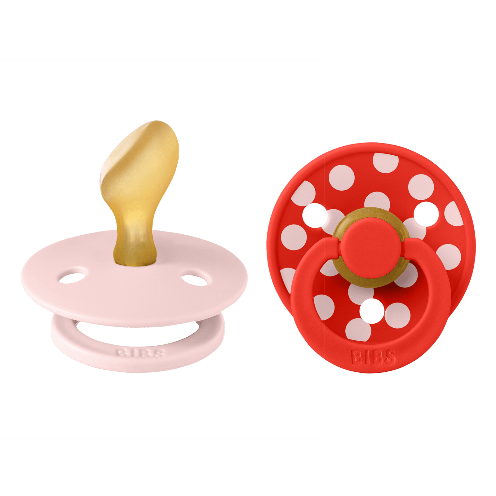 BIBS Pacifier Studio Colour Polka Anatomical Latex Size 2 Blossom/Candy Apple 2 st