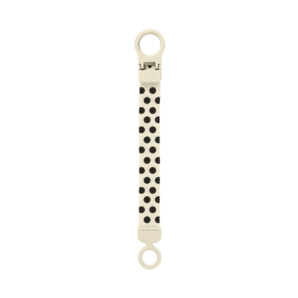 BIBS Studio Pacifier Clip Loop Polka Ivory Black 1 st