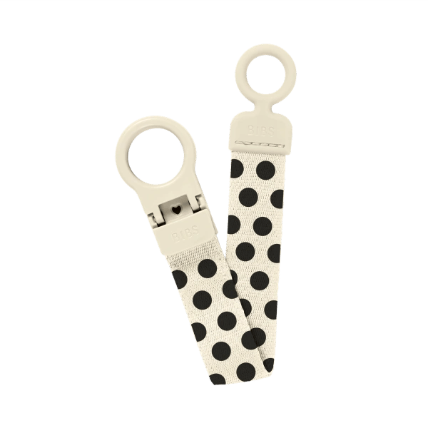 BIBS Studio Pacifier Clip Loop Polka Ivory Black 1 st