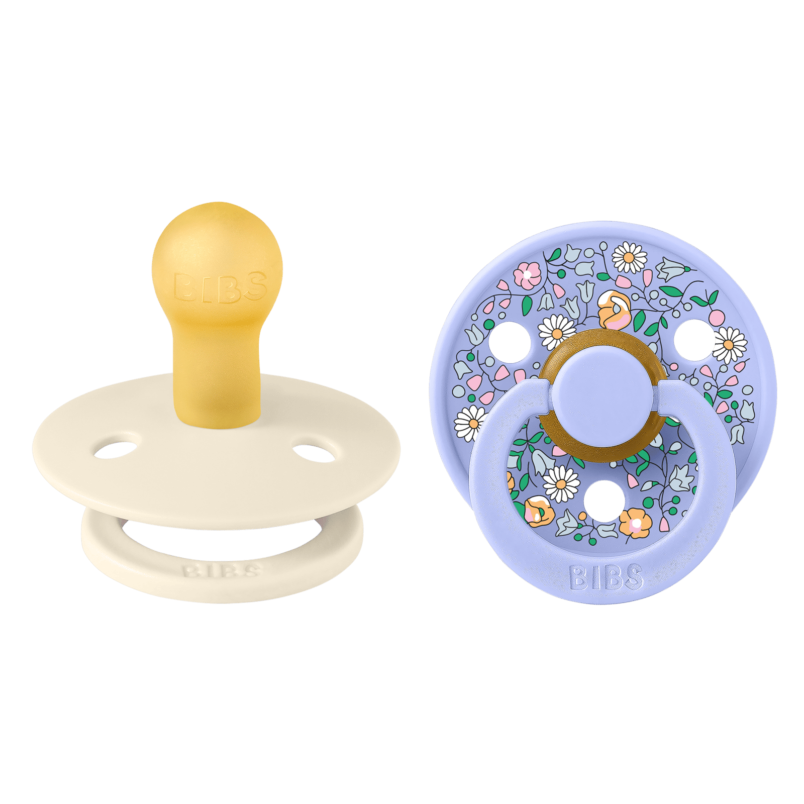 BIBS x Liberty Pacifier Colour Chloe Meadow Latex 0+ månader Size 1 Ivory Mix 2 st