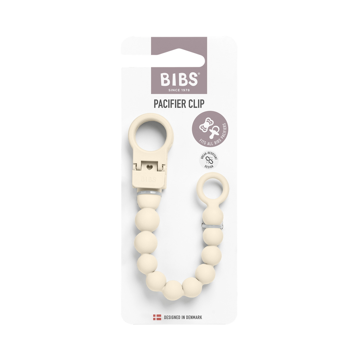 BIBS Pacifier Clip Beaded Ivory