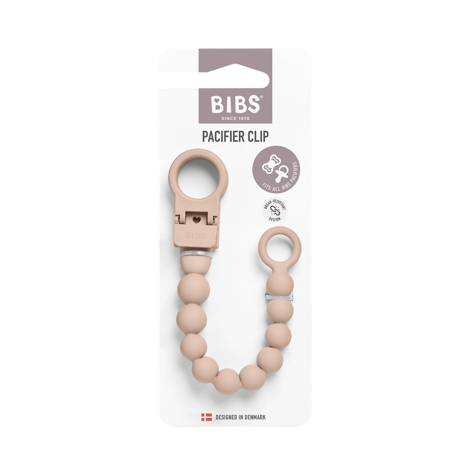 BIBS Pacifier Clip Beaded Blush