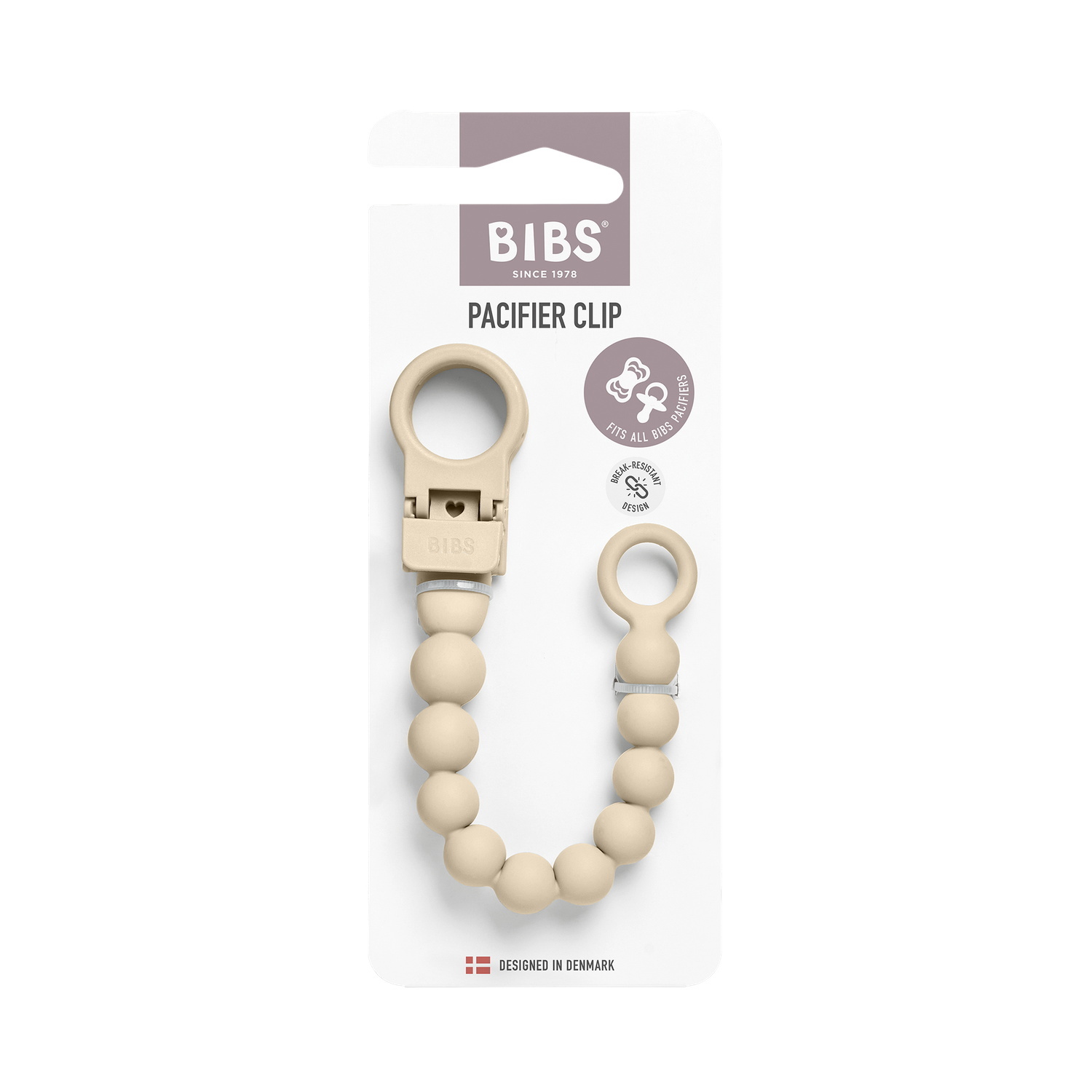 BIBS Pacifier Clip Beaded Vanilla