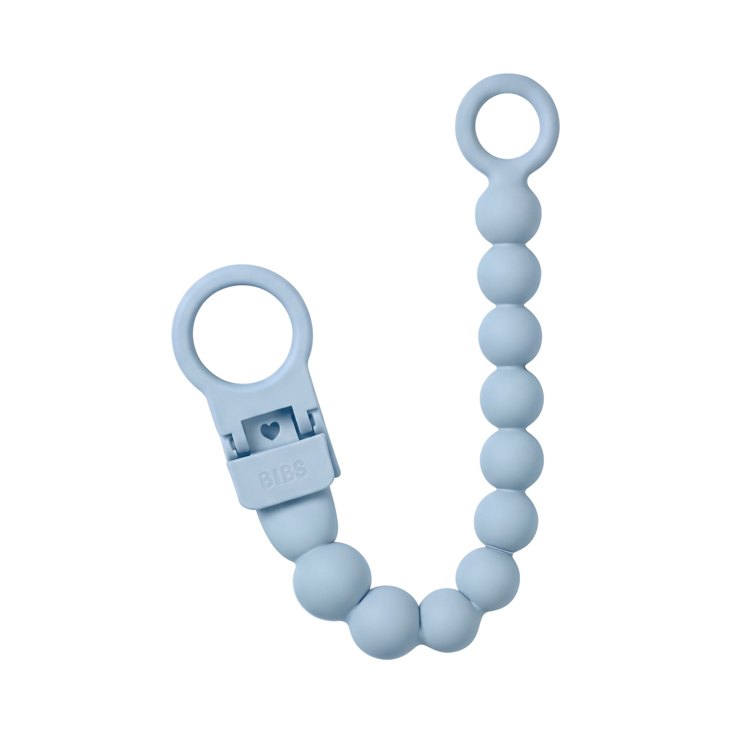 BIBS Pacifier Clip Beaded Baby Blue