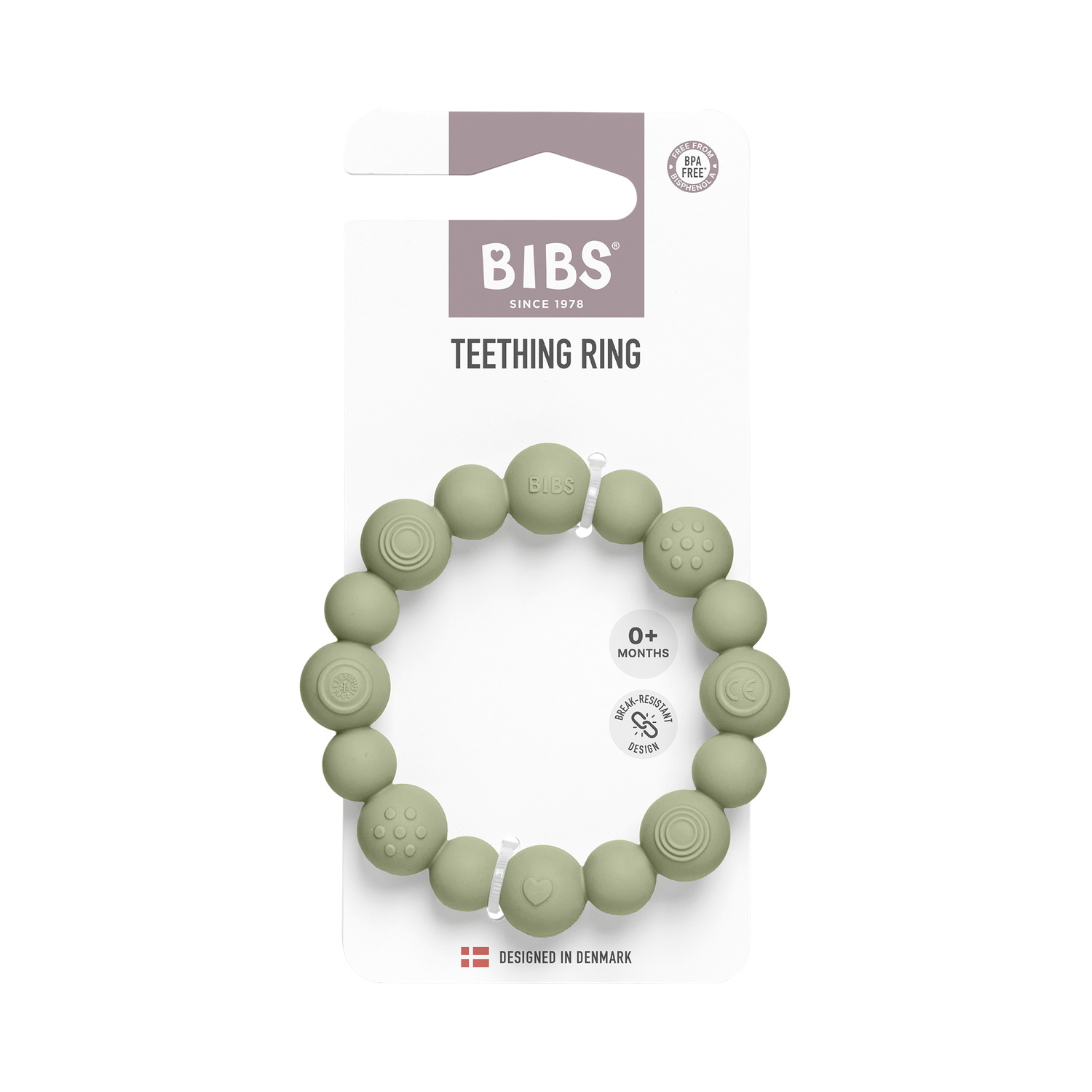 BIBS Teething Ring Beaded Sage