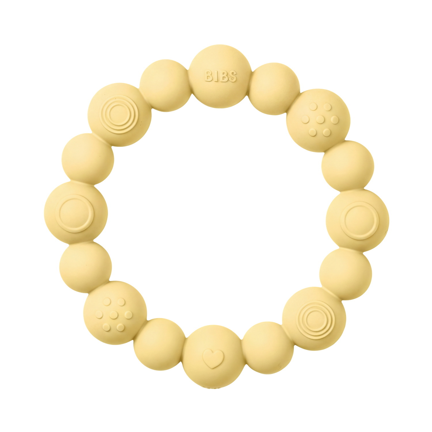 BIBS Teething Ring Beaded Pale Butter