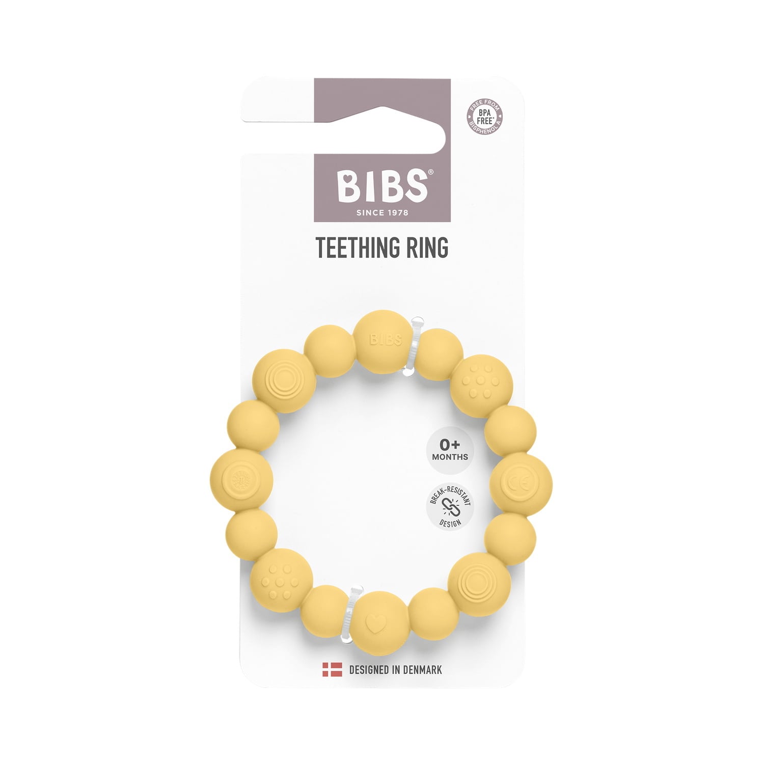 BIBS Teething Ring Beaded Pale Butter