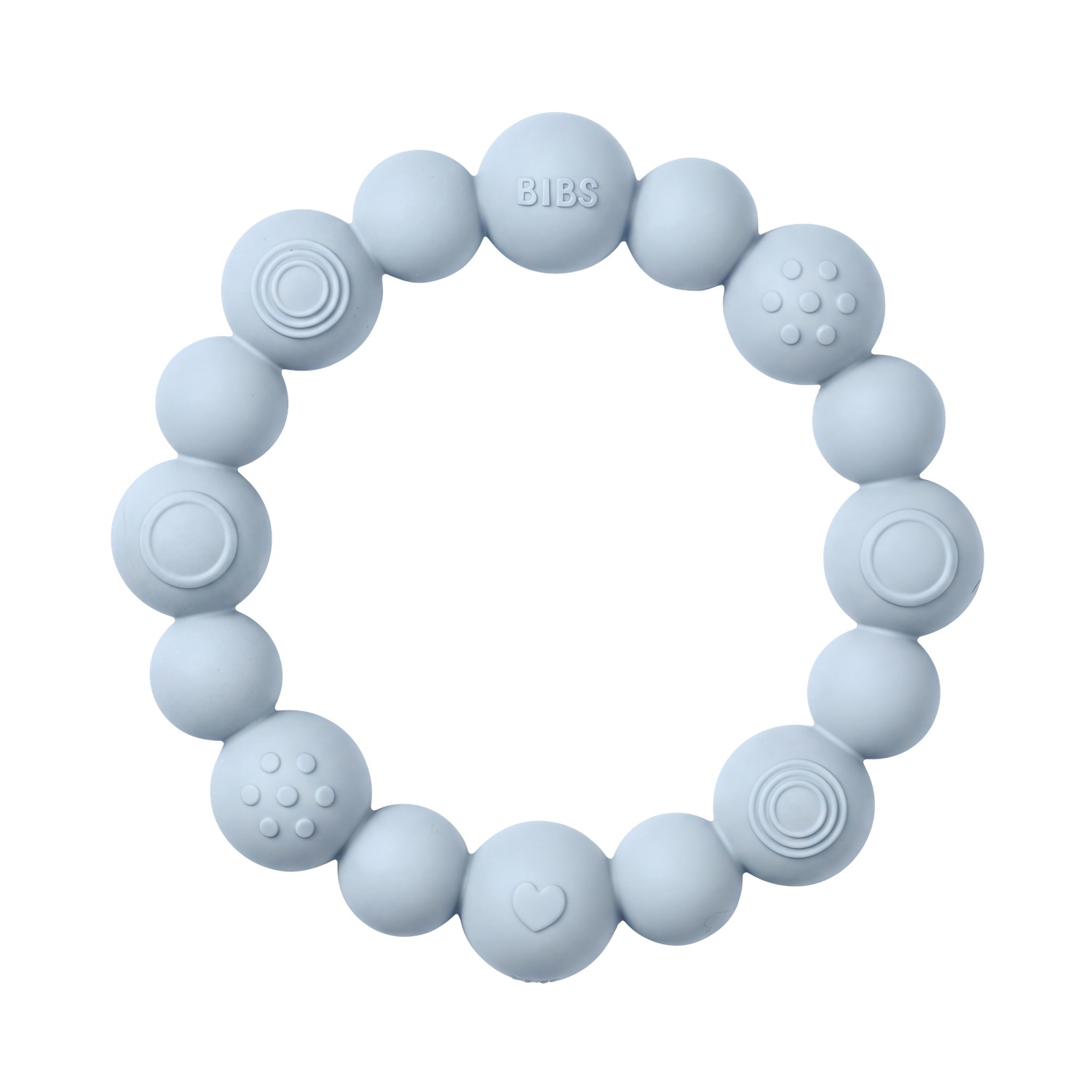BIBS Teething Ring Beaded Baby Blue