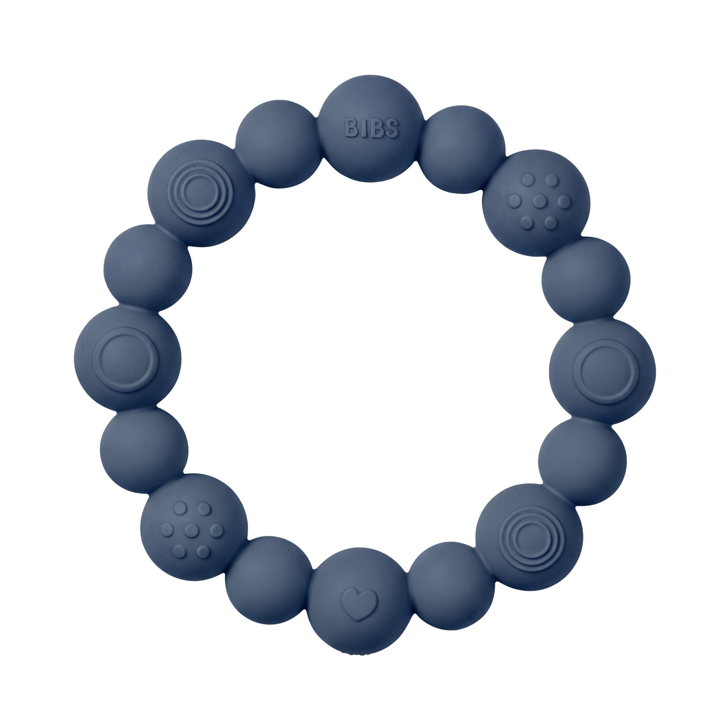 BIBS Teething Ring Beaded Steel Blue