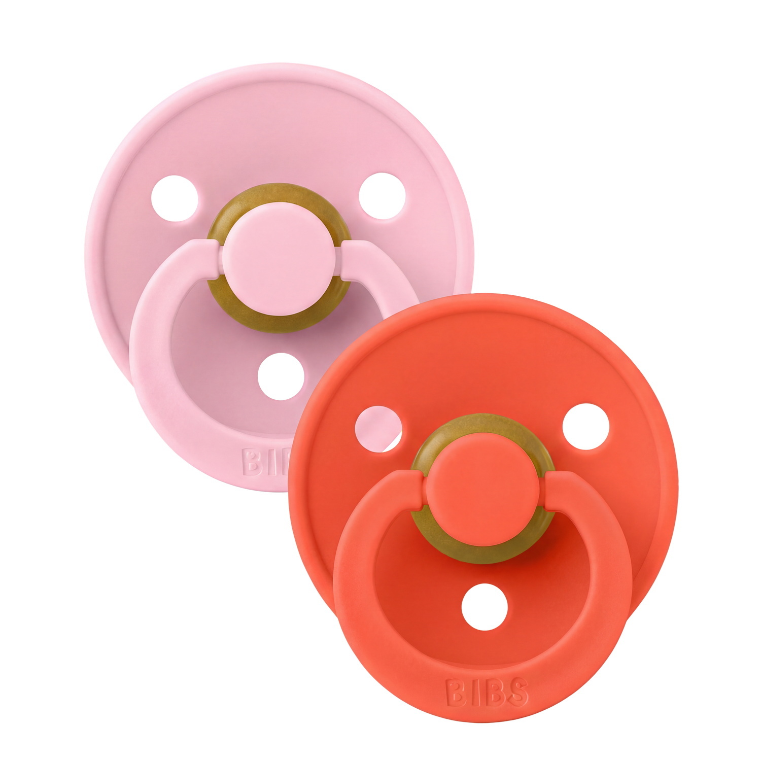 BIBS Pacifier Colour 2 PACK Latex Size 2 Baby Pink/Tango