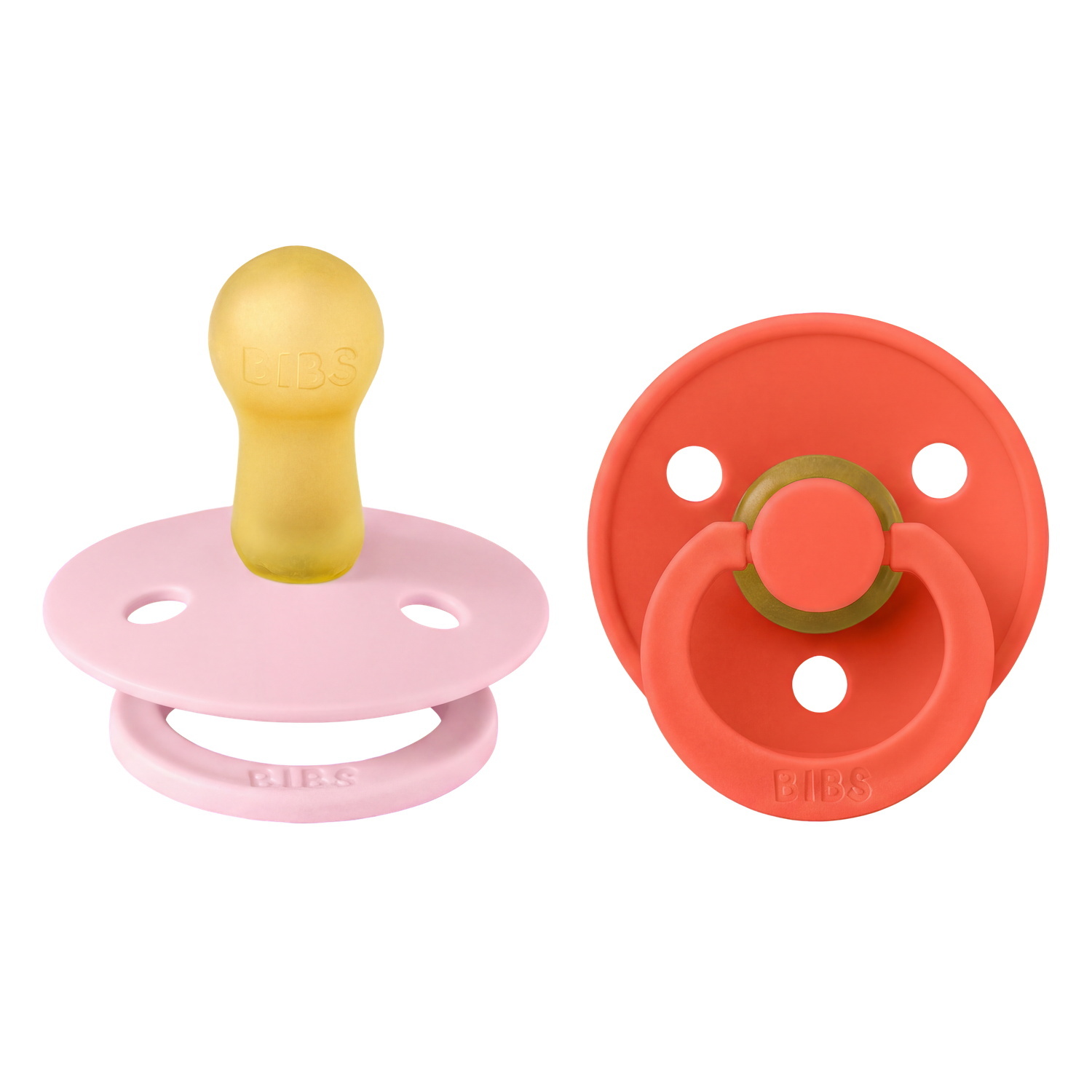 BIBS Pacifier Colour 2 PACK Latex Size 2 Baby Pink/Tango