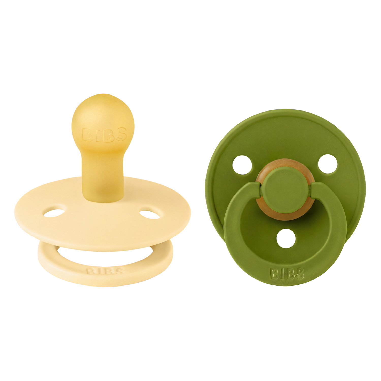 BIBS Pacifier Colour 2 PACK Latex Size 1 Pale Butter/Wasabi