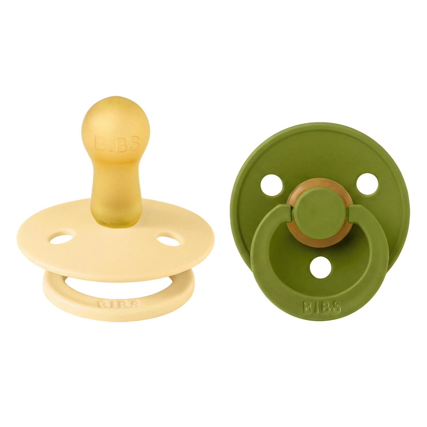 BIBS Pacifier Colour 2 PACK Latex Size 2 Pale Butter/Wasabi