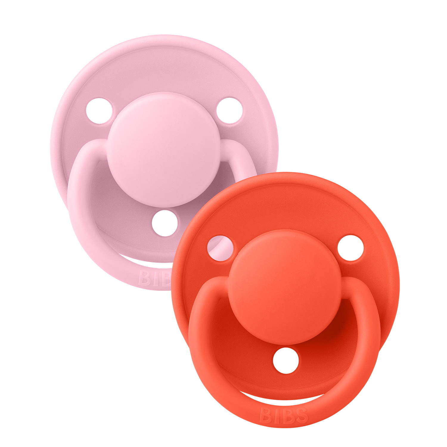BIBS Pacifier De Lux 2 PACK Silicone Onesize Baby Pink/Tango