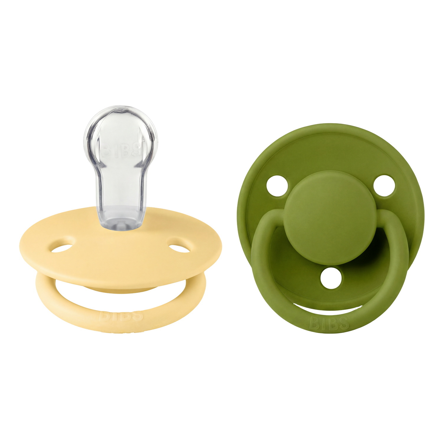 BIBS Pacifier De Lux 2 PACK Silicone Onesize Pale Butter/Wasabi