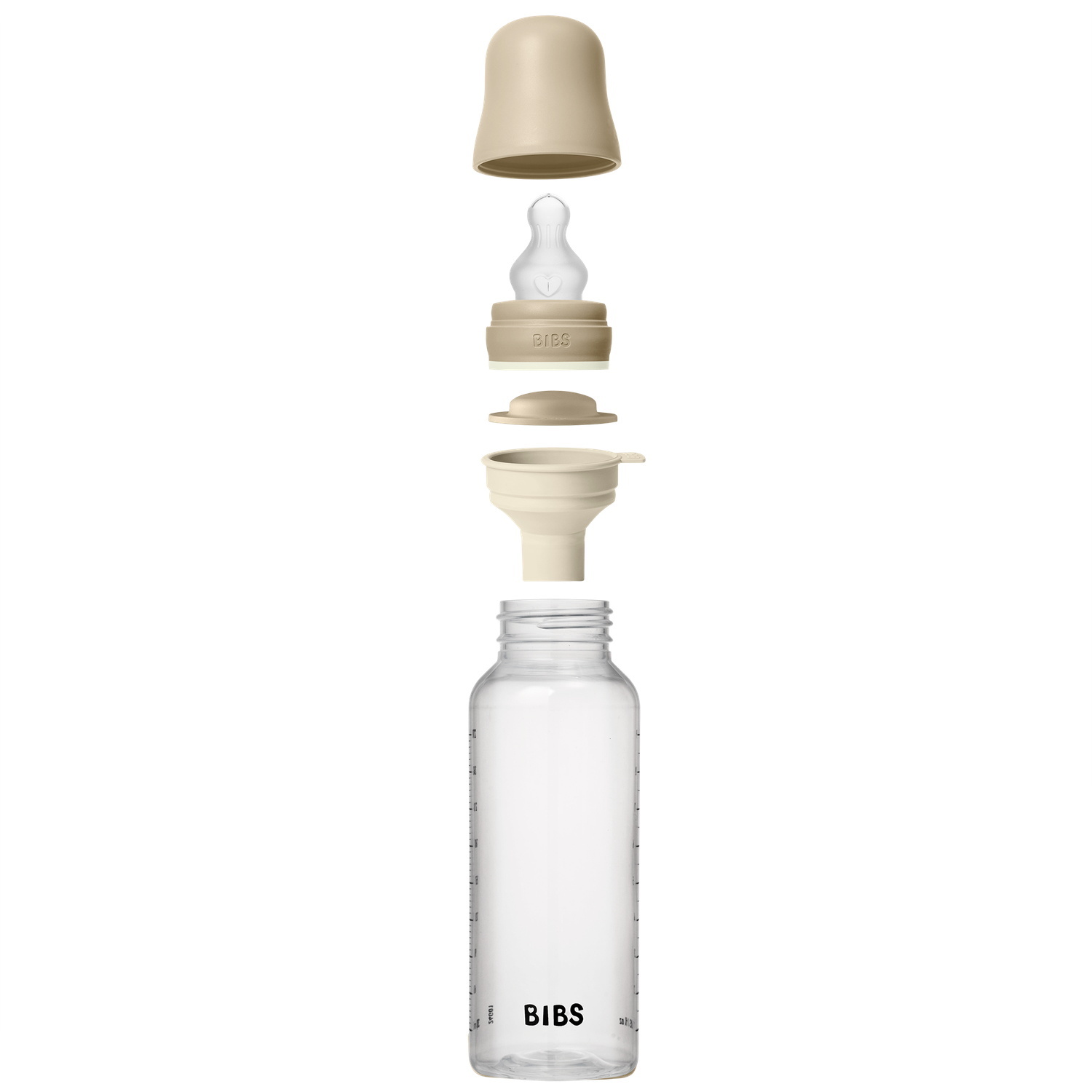BIBS Baby Bottle Round Silicone 1 pack 270 ml Medium Flow Vanilla GLOW