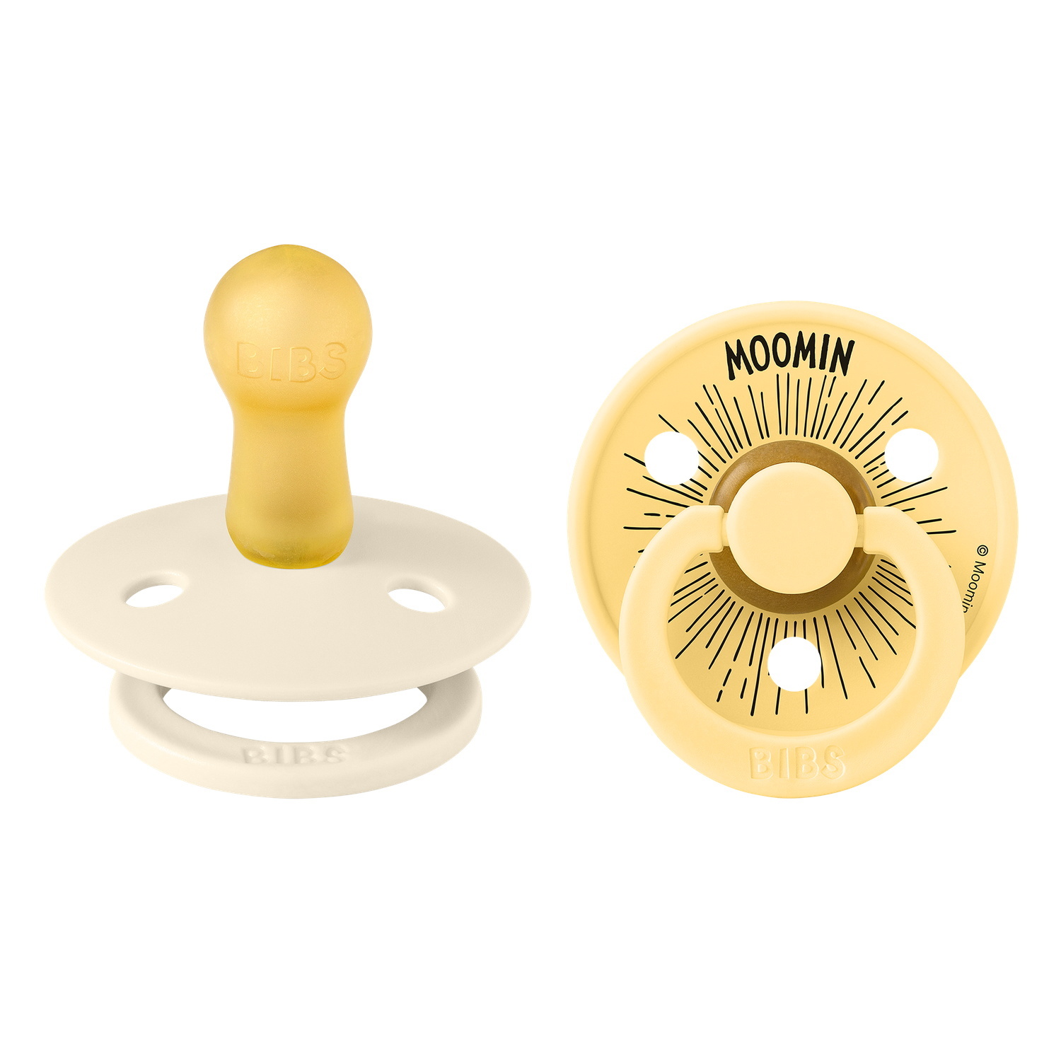 BIBS x Moomins Pacifier Colour Moomintroll 2 PACK Latex Size 2 Ivory/Pale Butter