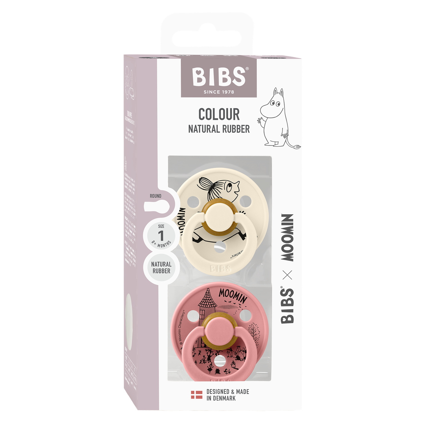 BIBS x Moomins Pacifier Colour Little My 2 PACK Latex Size 1 Ivory/Dusty Pink