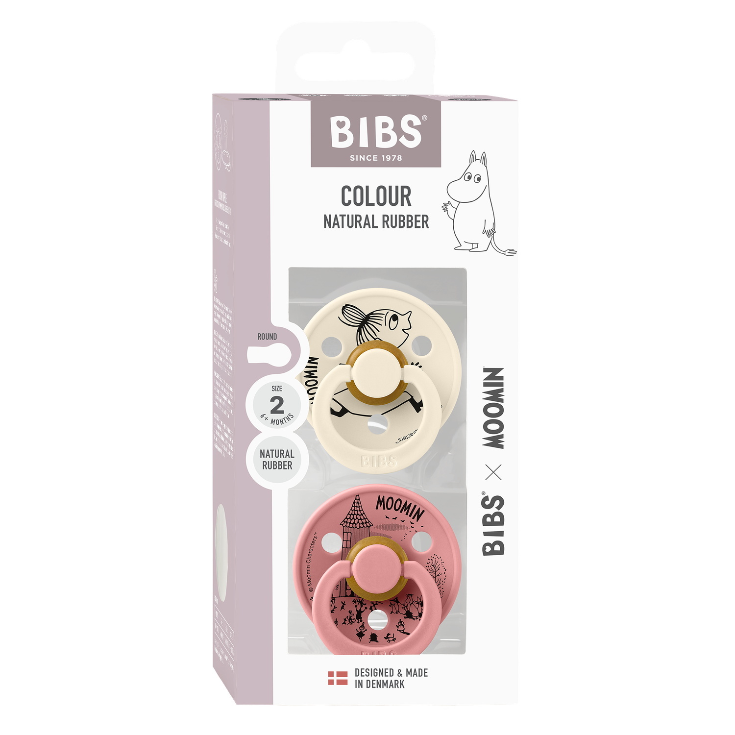 BIBS x Moomins Pacifier Colour Little My 2 PACK Latex Size 2 Ivory/Dusty Pink