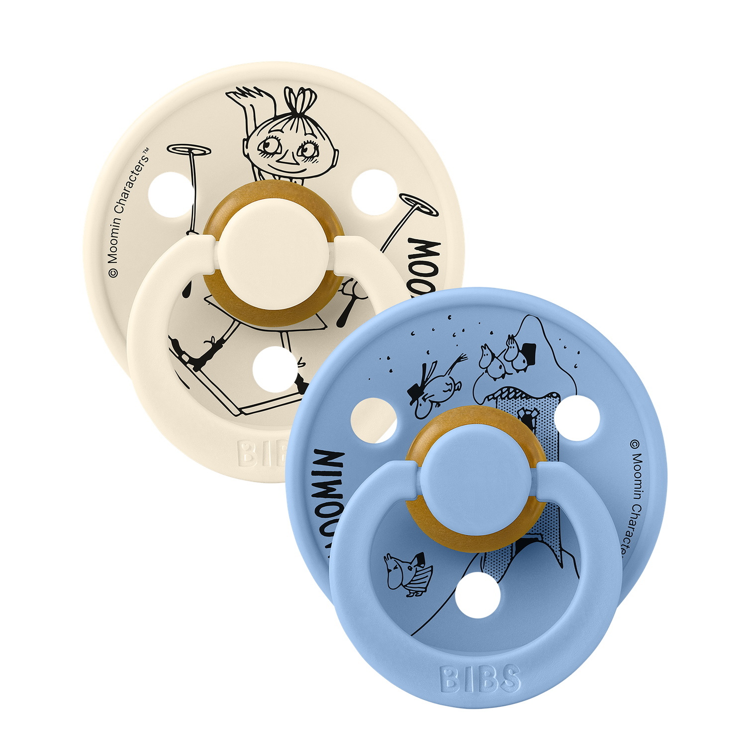 BIBS x Moomins Pacifier Colour Mymble 2 PACK Latex Size 1 Ivory/Sky Blue