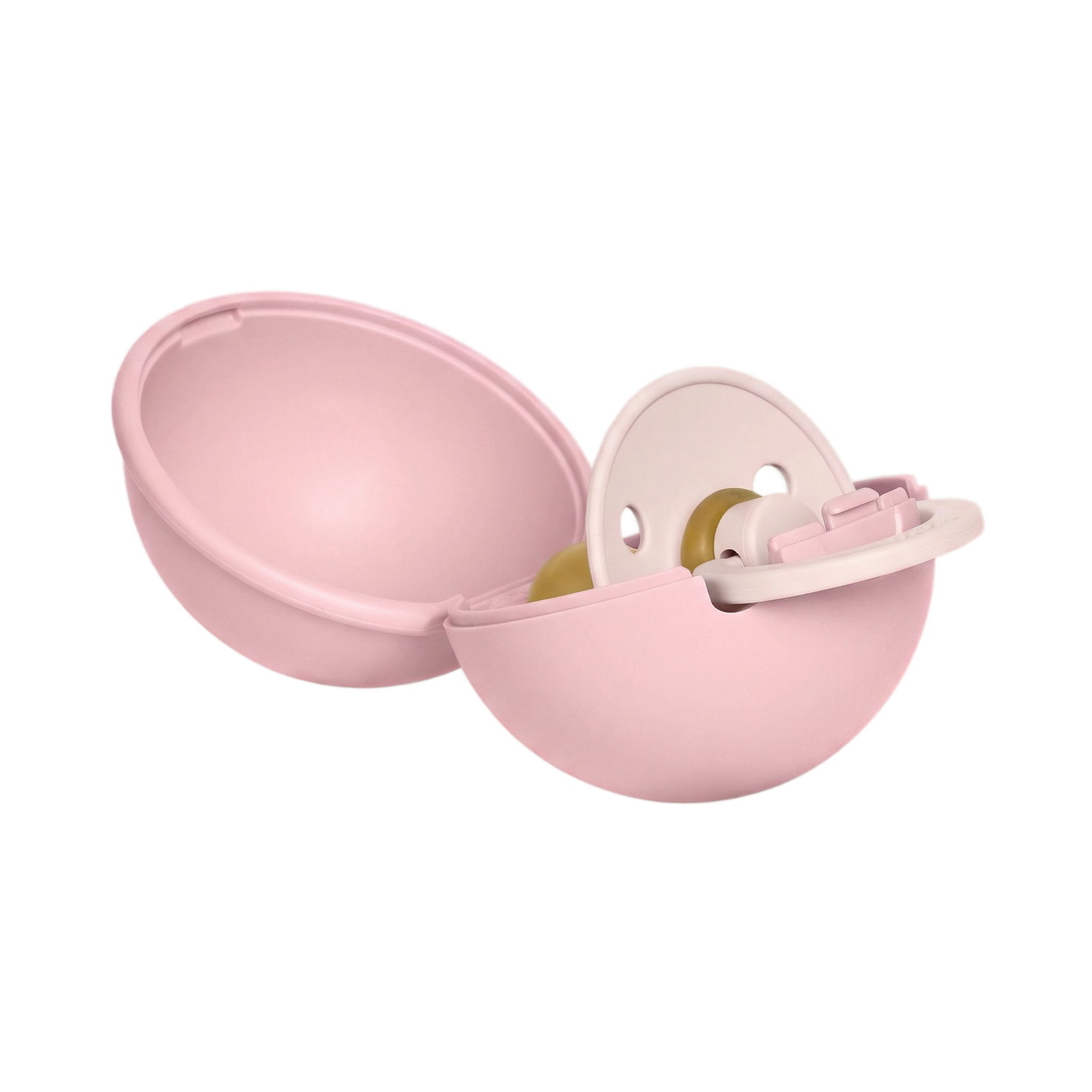 BIBS Colour Pacifier Round Latex Size 1 Petal & BIBS Pacifier Case Mini Baby Pink
