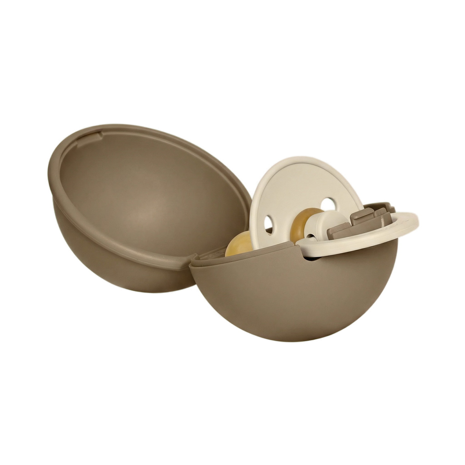 BIBS Colour Pacifier Round Latex Size 1 Vanilla & Pacifier Case Mini Dark Oak