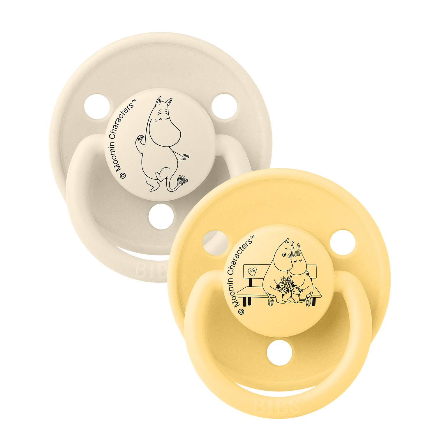 BIBS x Moomins Pacifier De Lux Moomintroll 2 PACK Silicone Ivory/Pale Butter