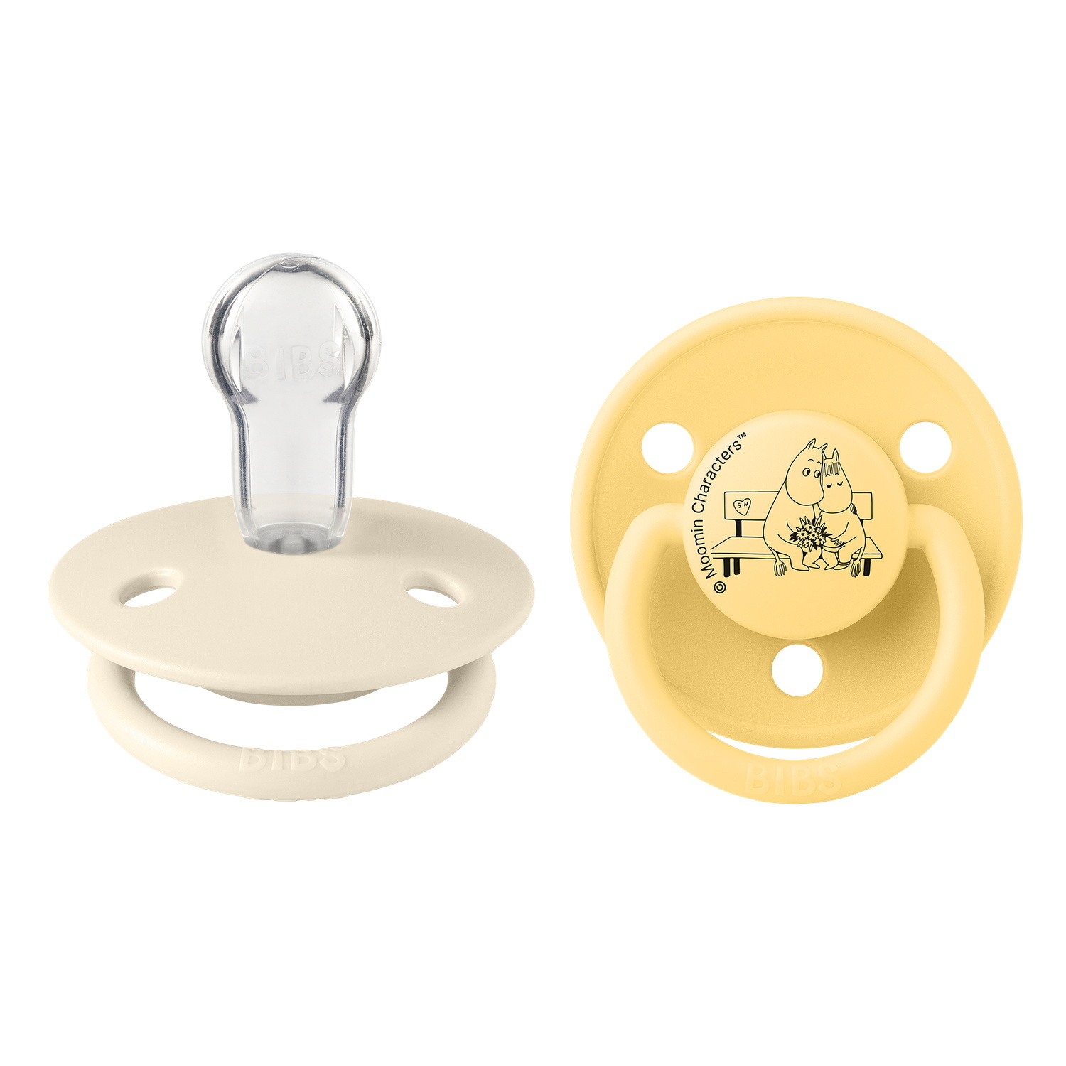 BIBS x Moomins Pacifier De Lux Moomintroll 2 PACK Silicone Ivory/Pale Butter