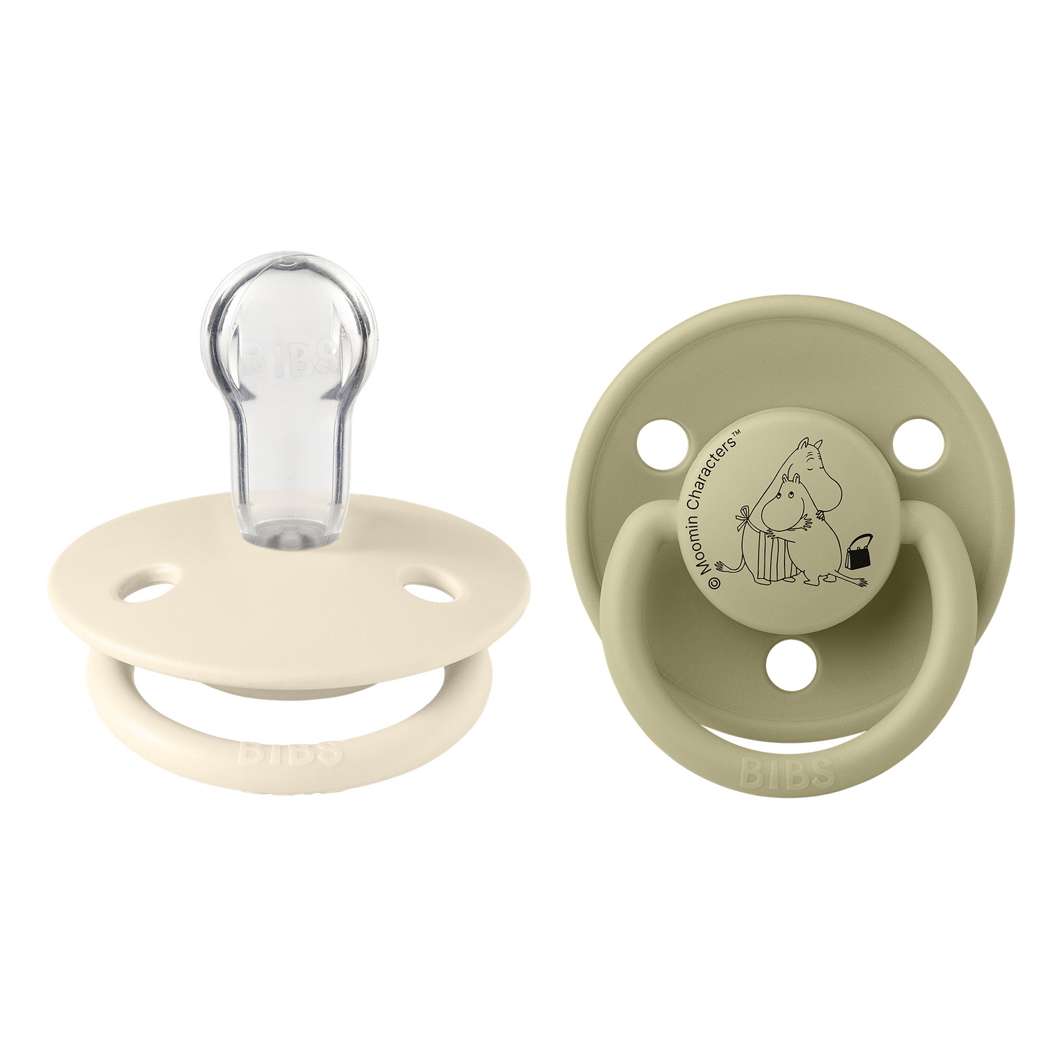 BIBS x Moomins Pacifier De Lux Stinky 2 PACK Silicone Ivory/Khaki