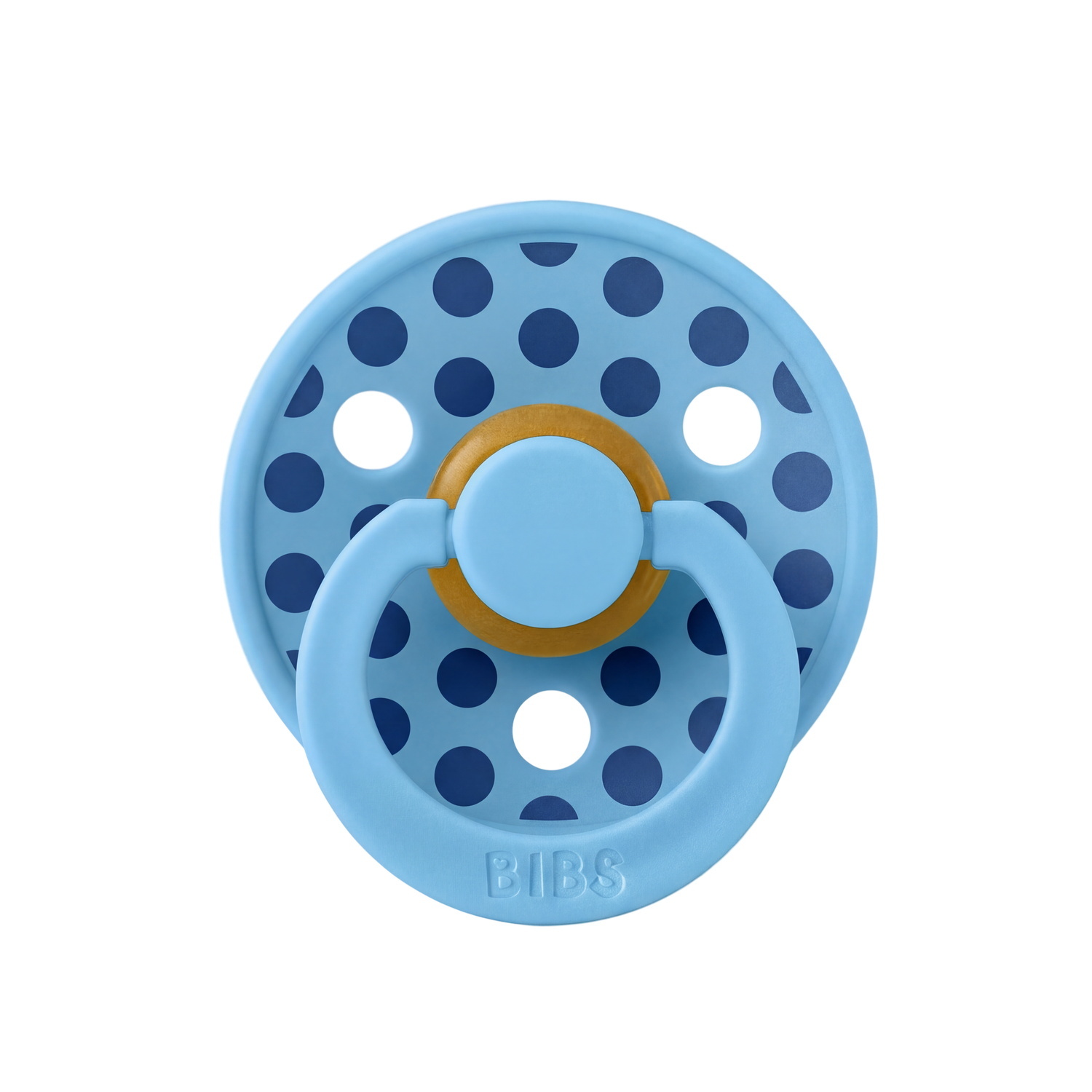 BIBS Pacifier Studio Colour Polka Medium Latex Size 1 Breeze Cornflower