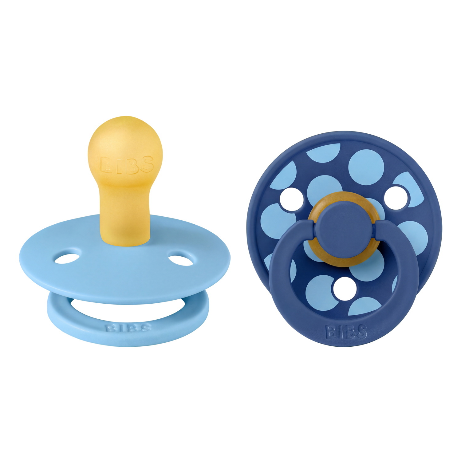 BIBS Pacifier Studio Colour 2 PACK Polka Mix Latex Size 1 Breeze/Cornflower