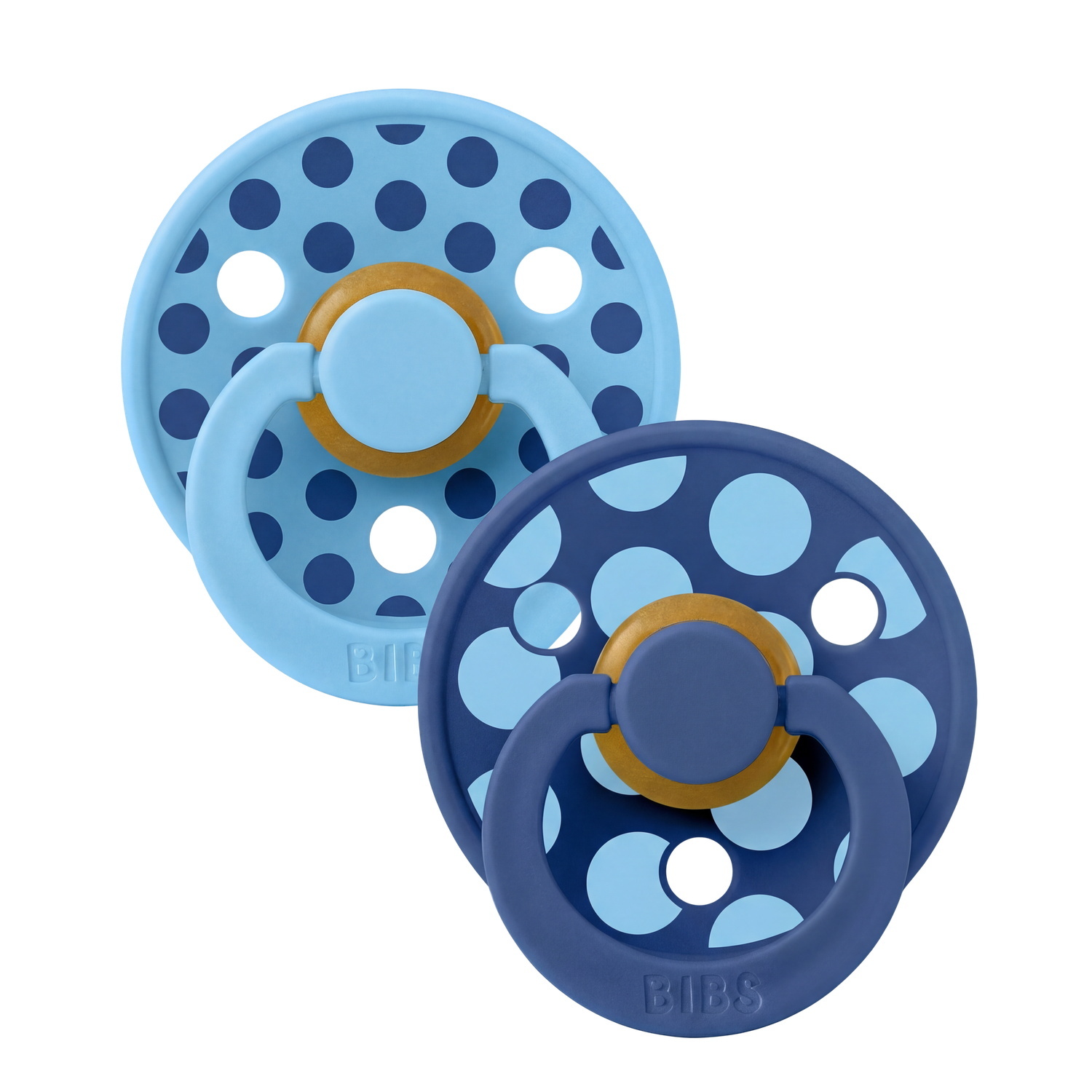 BIBS Pacifier Studio Colour 2 PACK Polka Mix Latex Size 2 Breeze/Cornflower